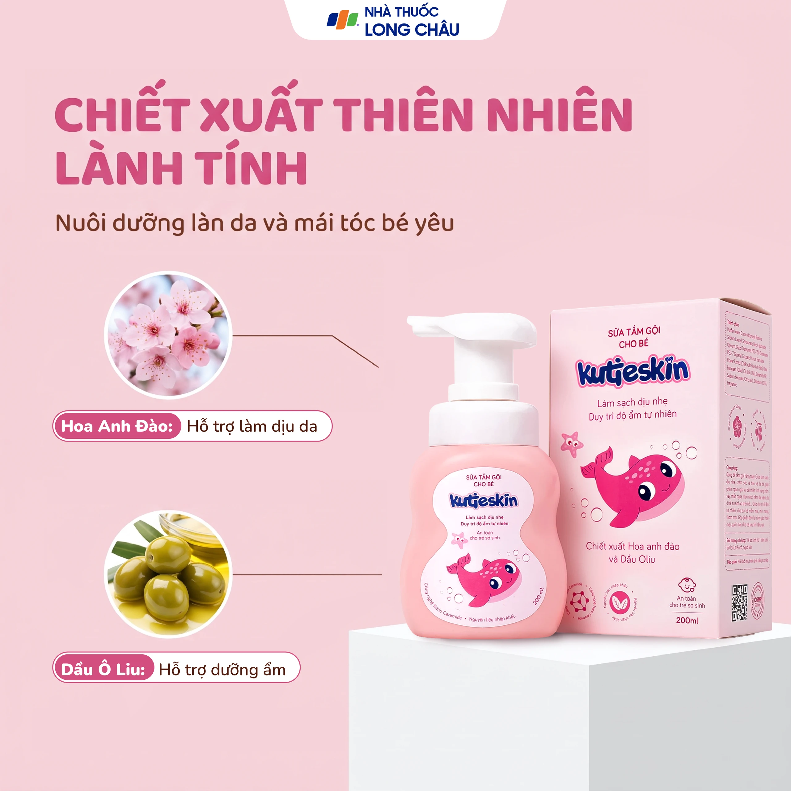 Sữa tắm gội cho bé Kutieskin làm sạch nhẹ nhàng, dưỡng ẩm, an toàn cho da và tóc nhạy cảm của trẻ (200ml) 3