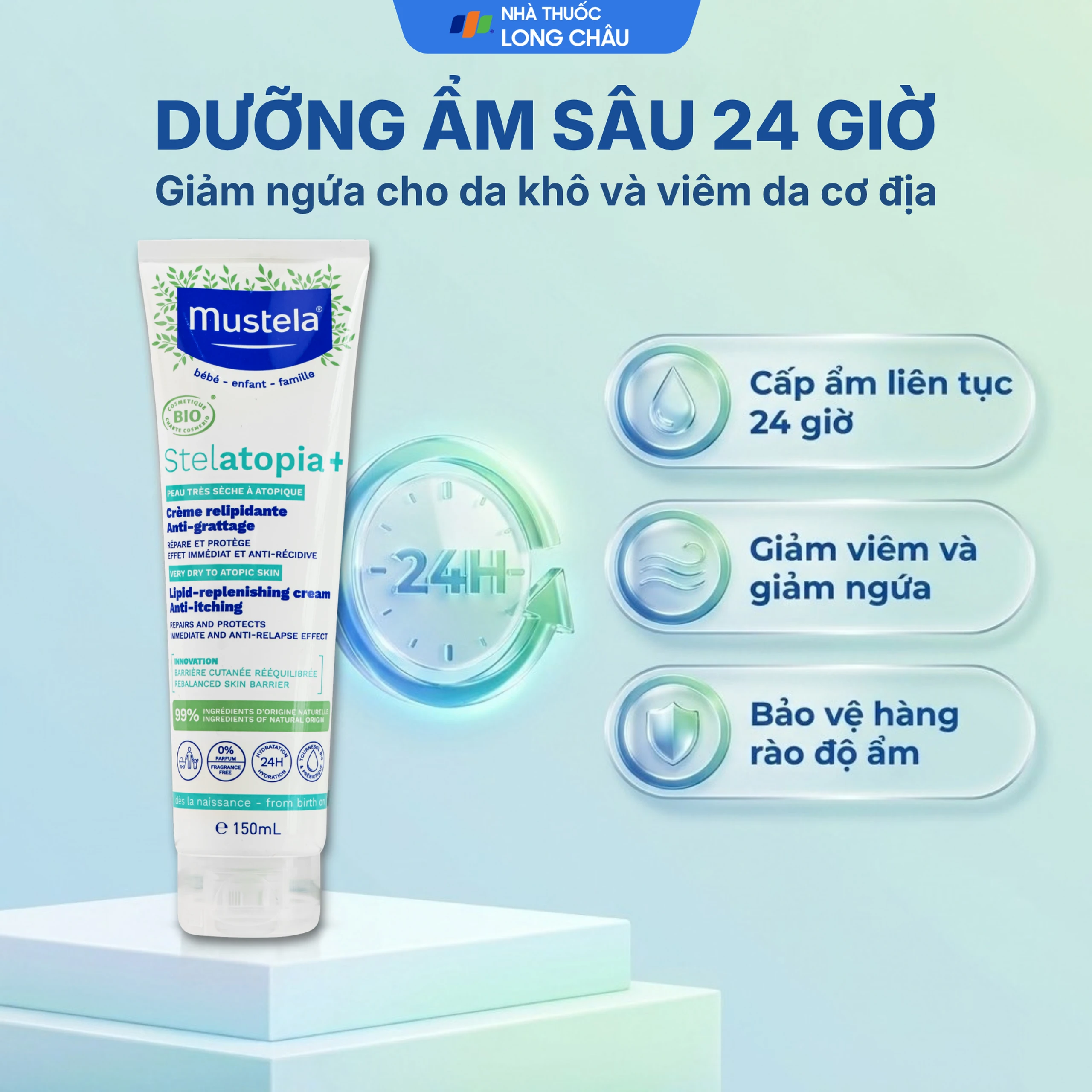 Kem dưỡng ẩm cho da chàm thể tạng Mustela Stelatopia+ Lipid-Replenishing Cream Anti-Itching (150ml) 2