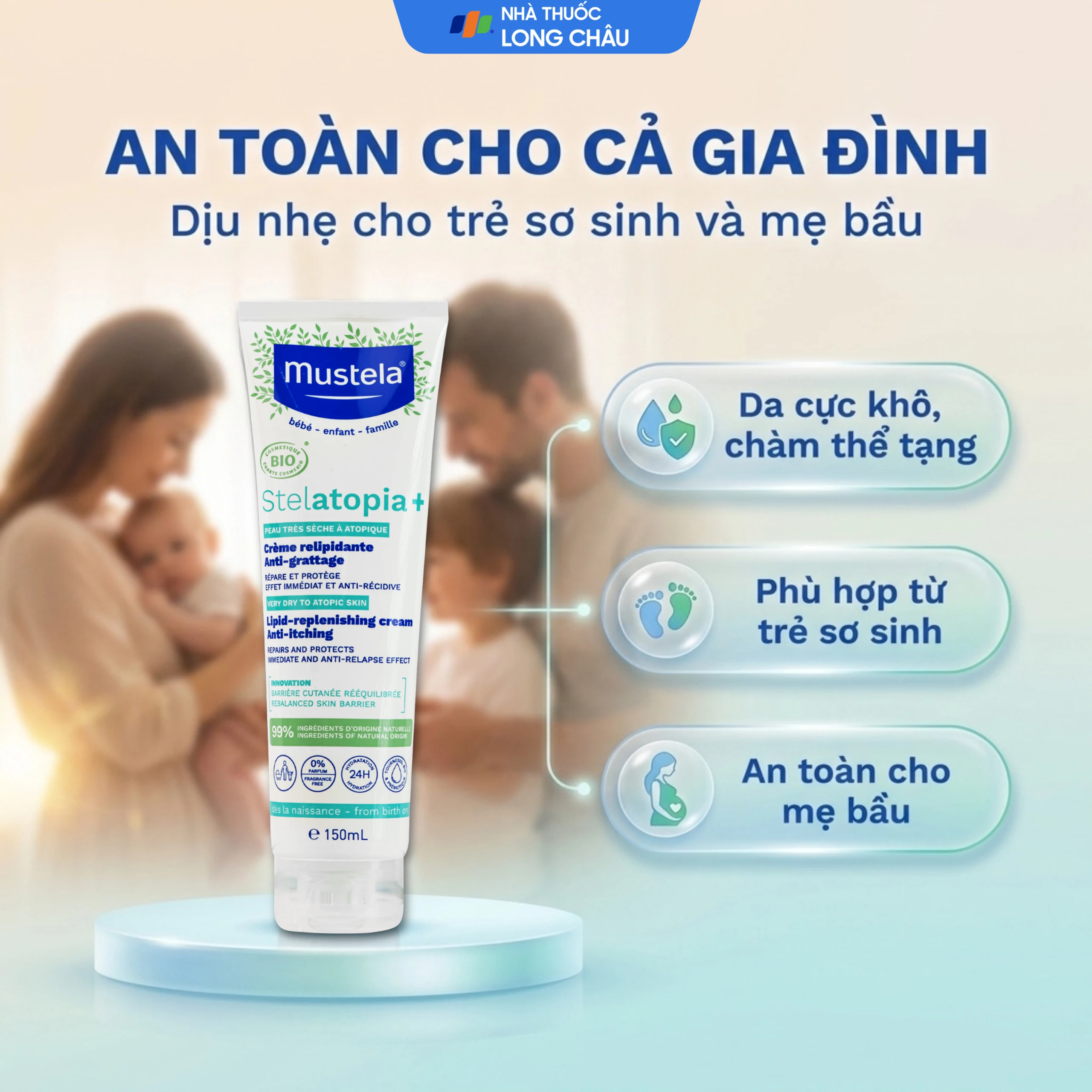 Kem dưỡng ẩm cho da chàm thể tạng Mustela Stelatopia+ Lipid-Replenishing Cream Anti-Itching (150ml) 4