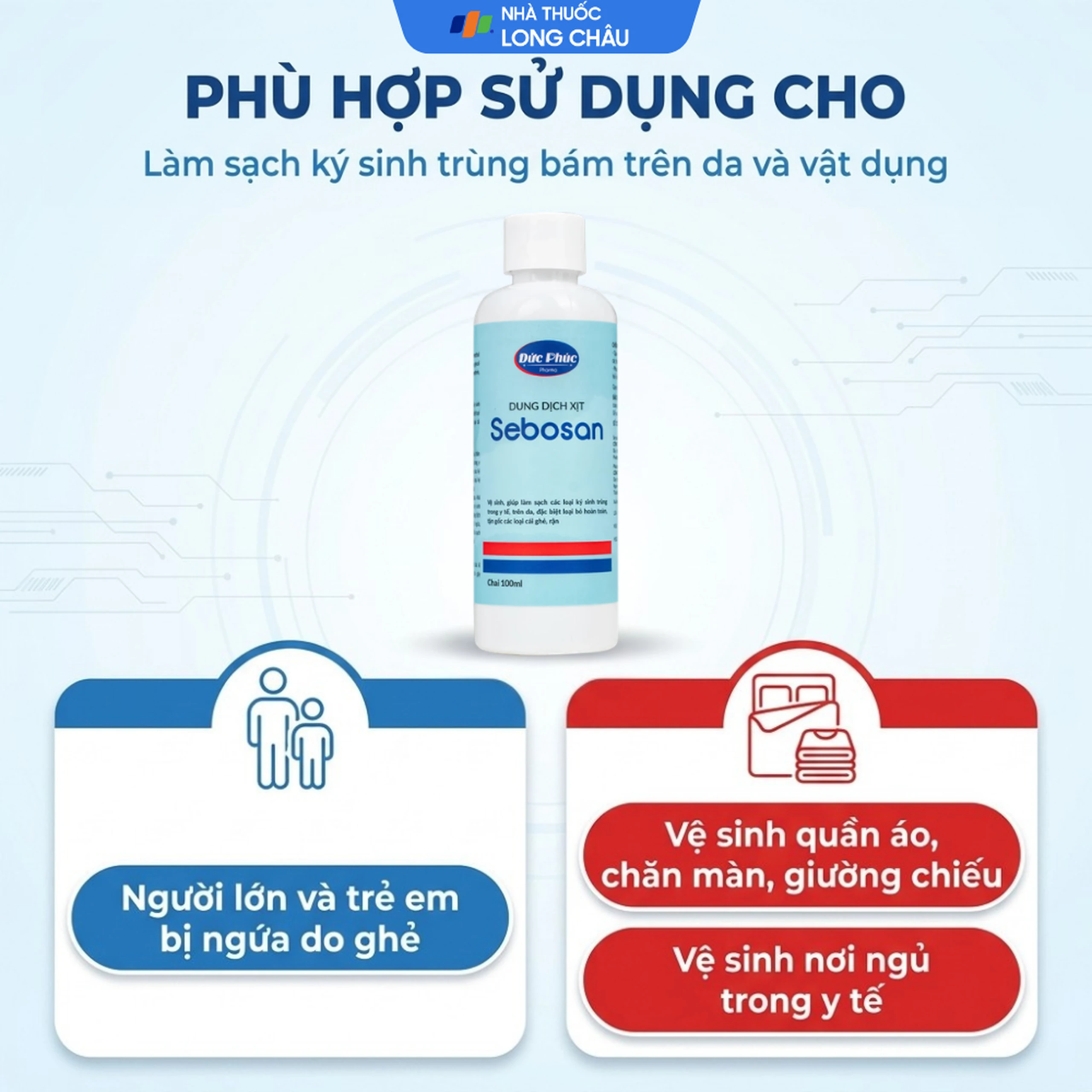 Xịt ngoài da làm sạch ký sinh trùng 100ml Sebosan Đức Phúc  4