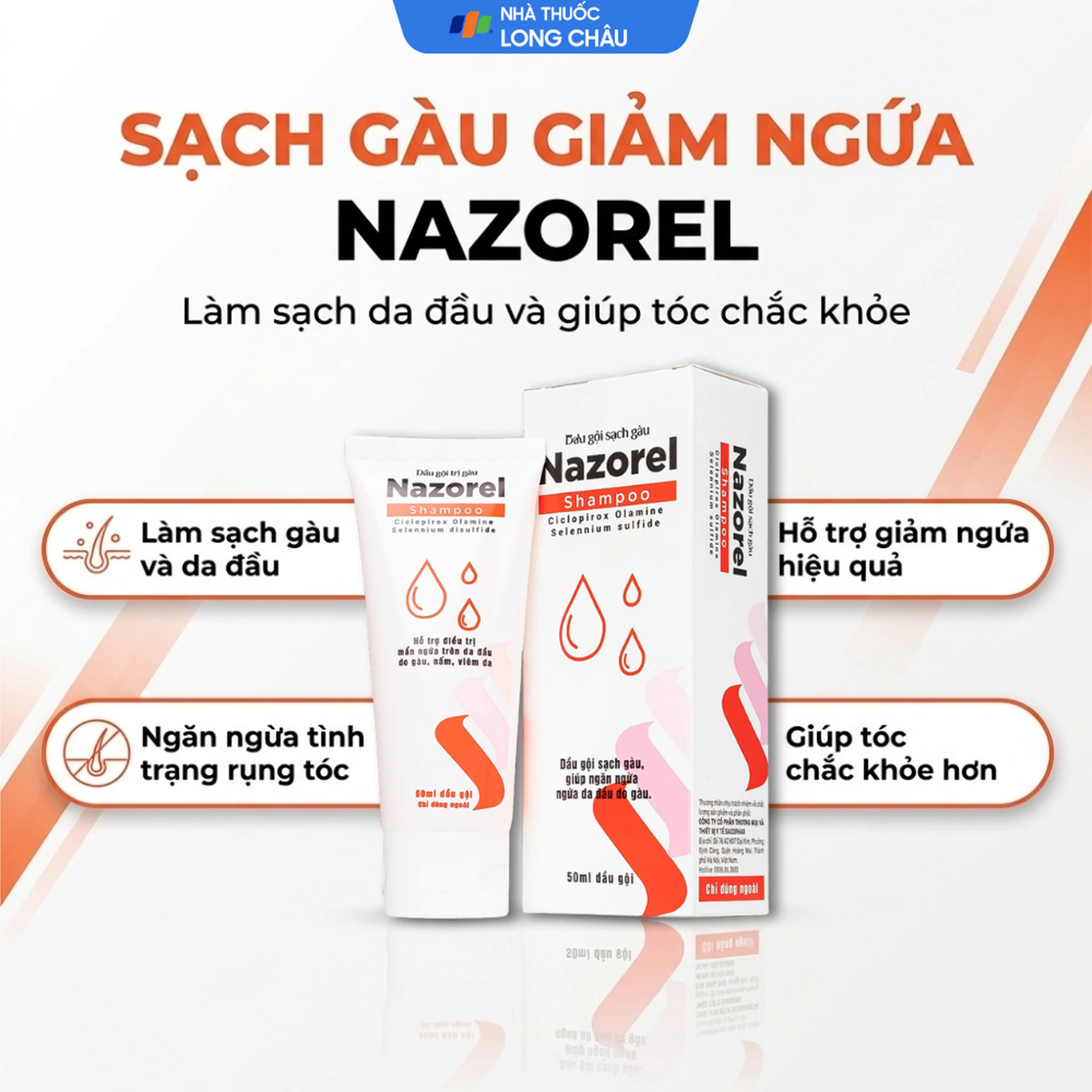 Dầu gội sạch gàu, giảm ngứa Nazorel shampoo 50ml 2