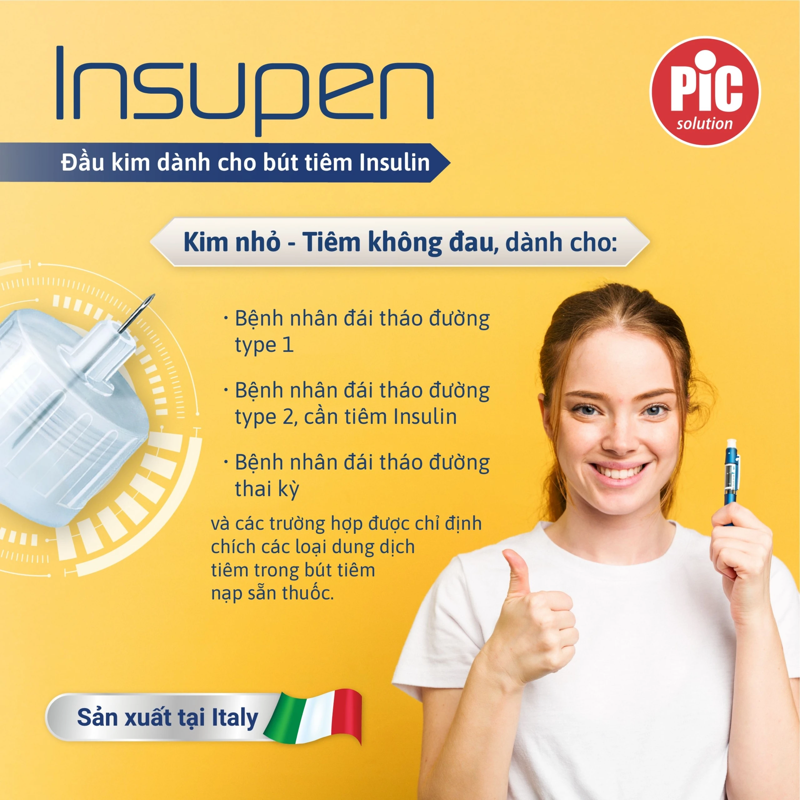 Đầu kim tiểu đường 32G x 4mm Pic insupen original (100 cái)