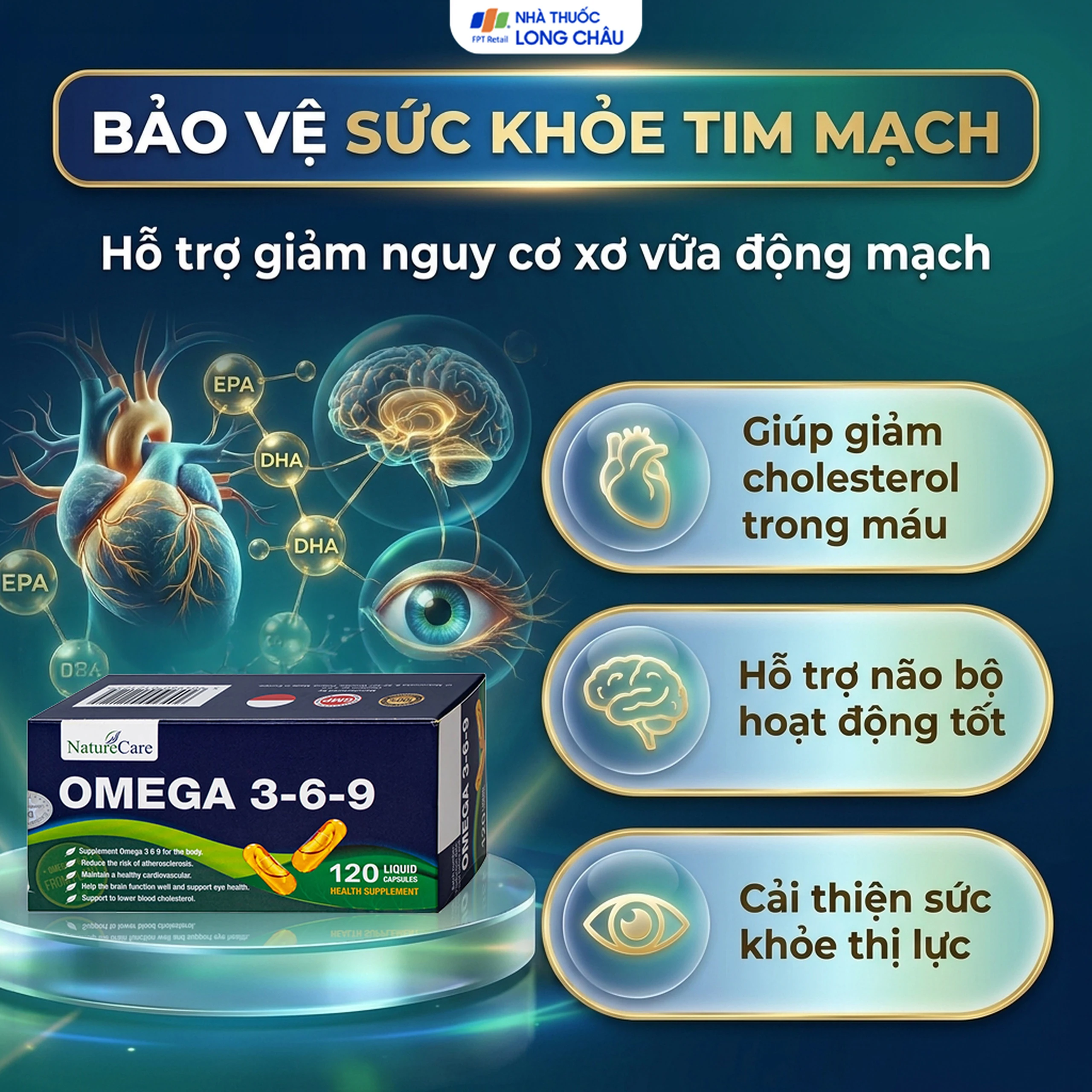 Viên uống bổ sung Omega 3-6-9, tốt cho tim mạch, não và mắt, giảm nguy cơ xơ vữa động mạch Omega 3-6-9 NatureCare (6 vỉ x 20 viên) 3