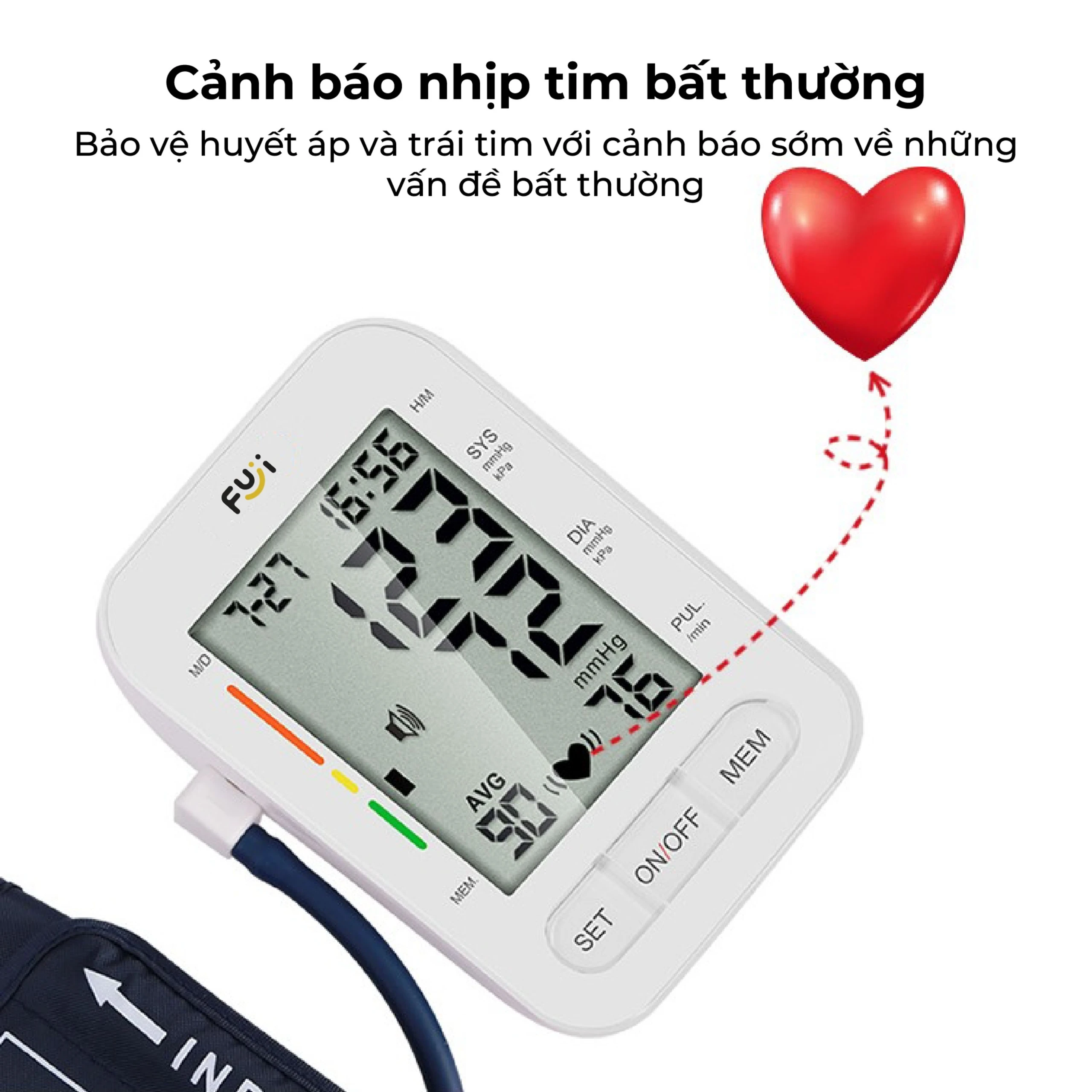 Máy đo huyết áp bắp tay Fuji PG-800B18 hỗ trợ đo huyết áp, nhịp tim