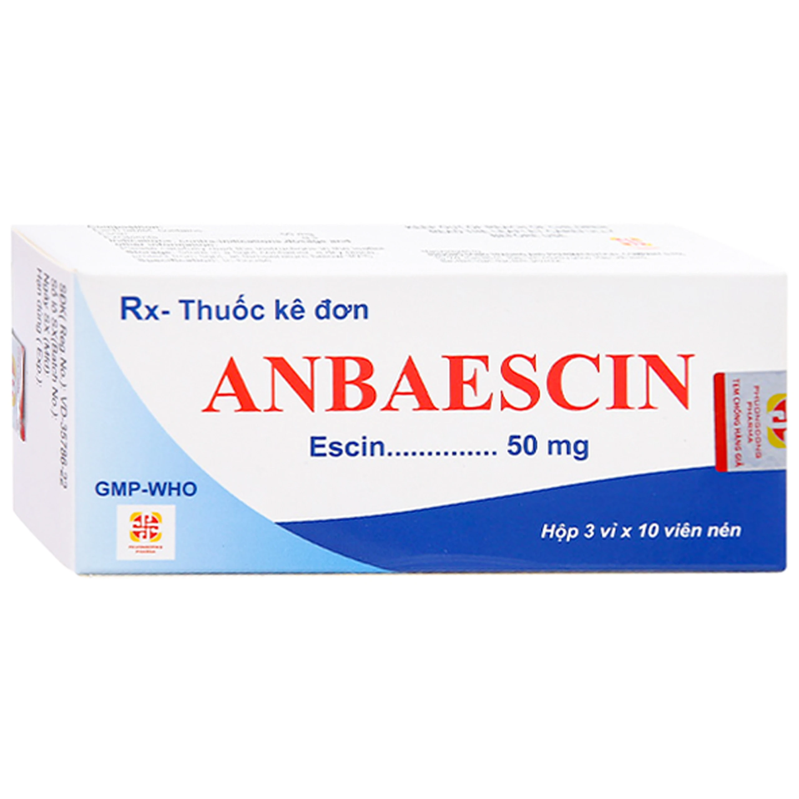 Thuốc Anbaescin Phương Đông phòng và điều trị tụ máu, chống viêm, chống phù nề (3 vỉ x 10 viên)