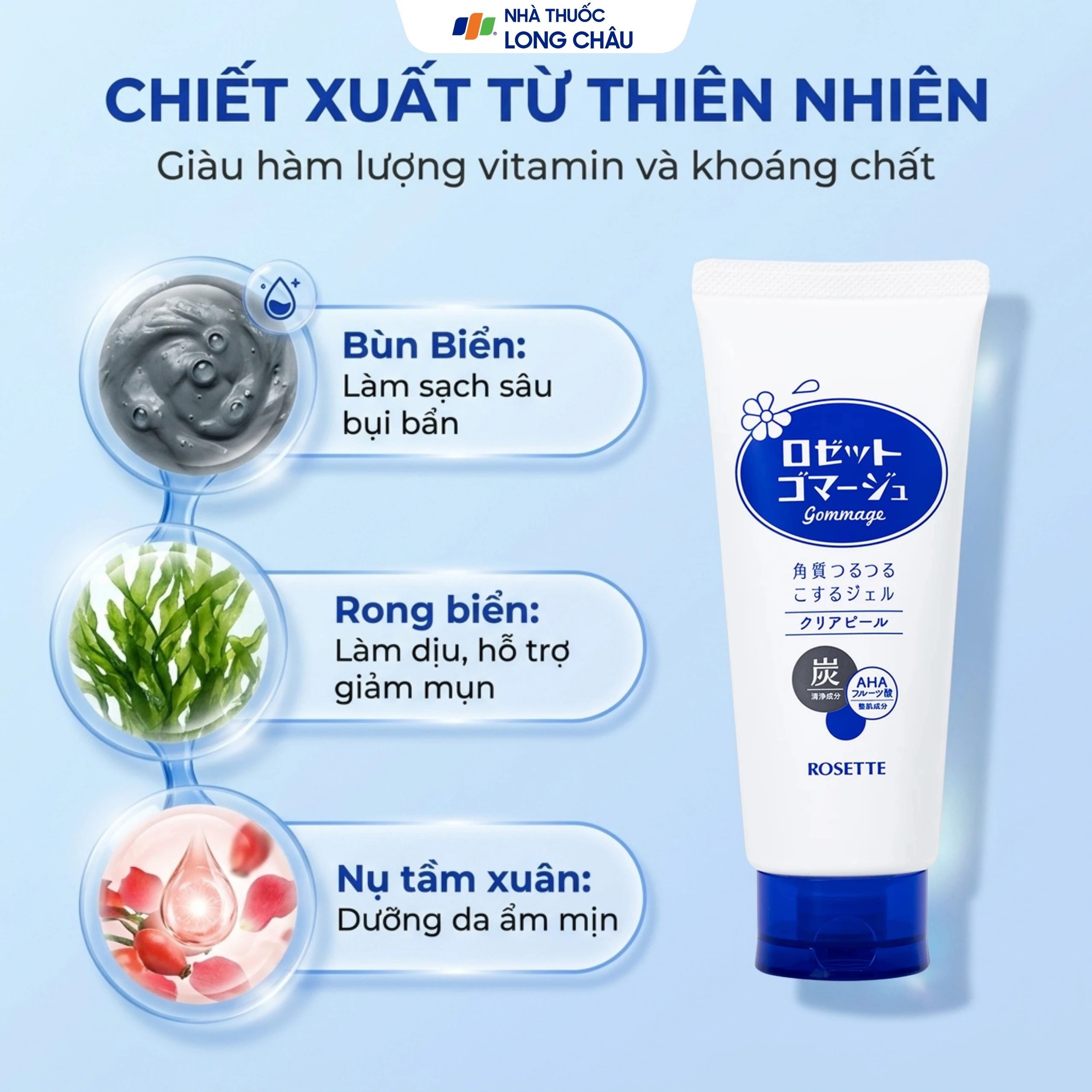 Gel tẩy tế bào chết Rosette Gommage Clear Peel thu nhỏ lỗ chân lông, làm sạch sâu (180g) 3
