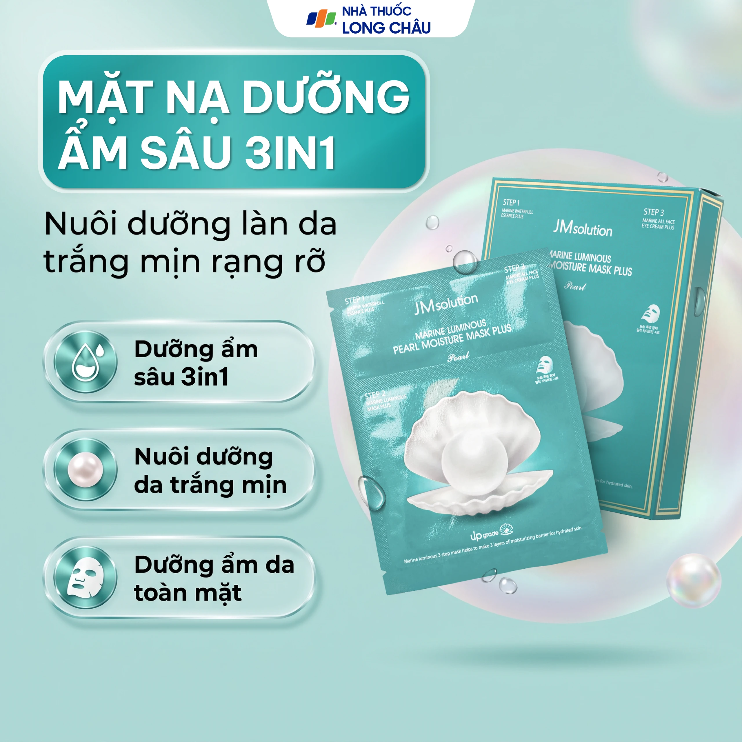Mặt nạ dưỡng da JMSolution Marine Luminous Pearl Deep Moisture chiết xuất ngọc trai cấp ẩm chuyên sâu 2