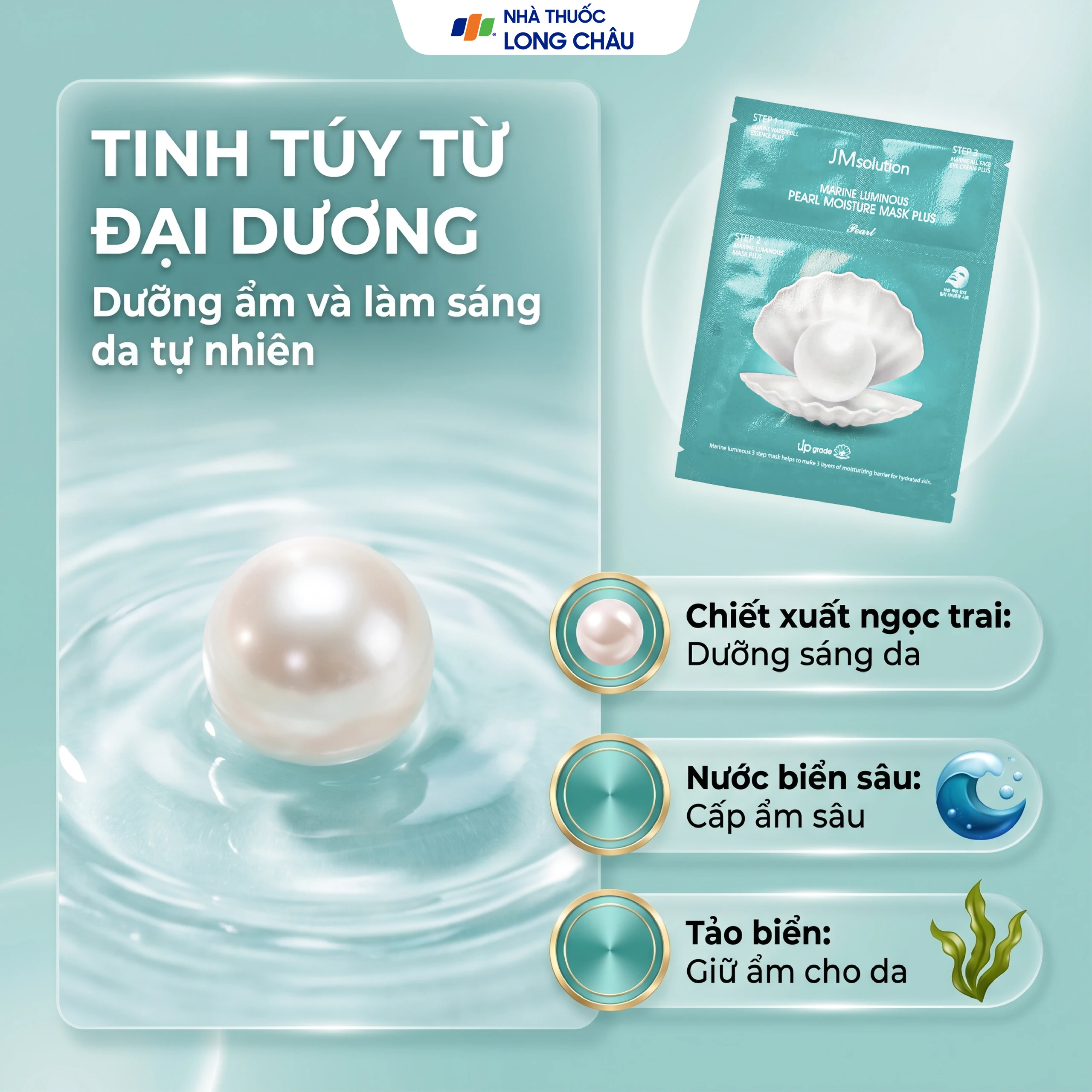 Mặt nạ dưỡng da JMSolution Marine Luminous Pearl Deep Moisture chiết xuất ngọc trai cấp ẩm chuyên sâu 3