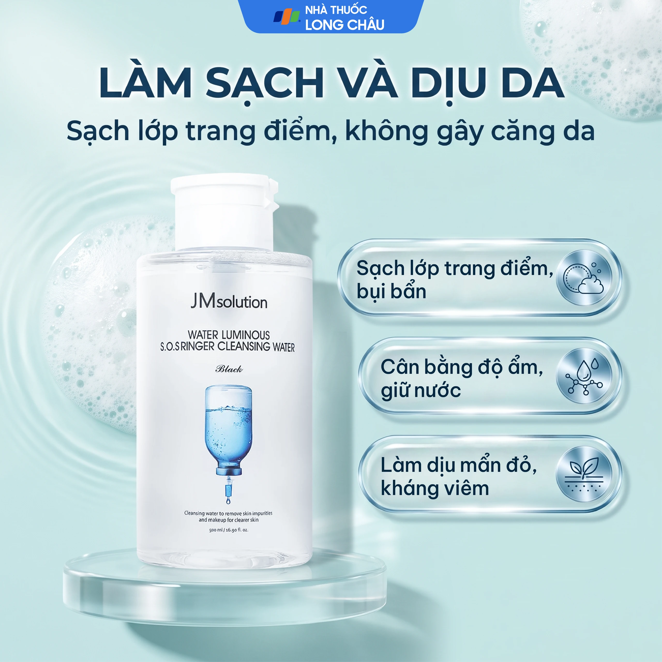 Nước tẩy trang JMSolution Water Luminous S.O.S Ringer làm sạch sâu và cấp ẩm (500ml) 2