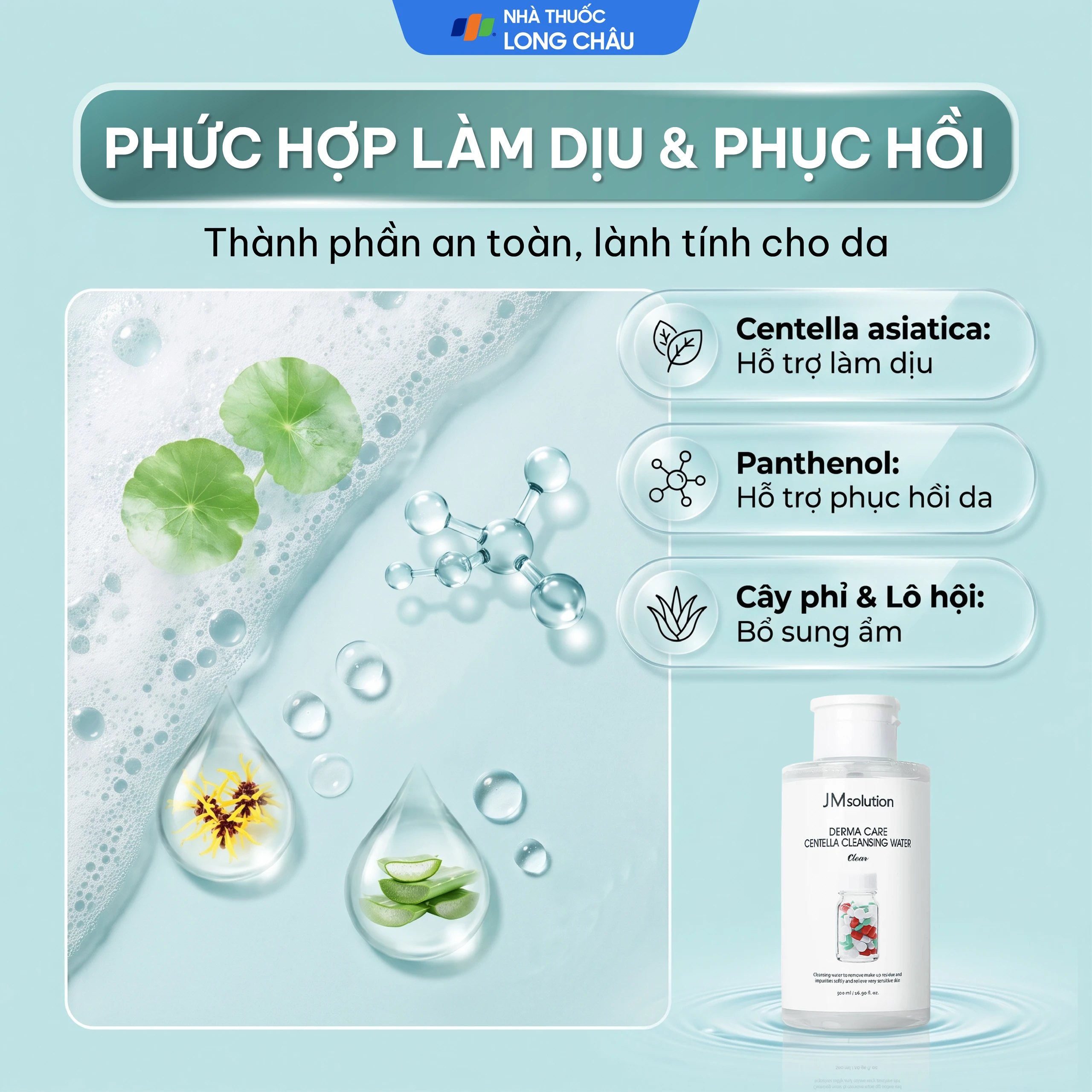 Nước tẩy trang cho da mụn, nhạy cảm Jmsolution Derma Care Centella 500ml 3