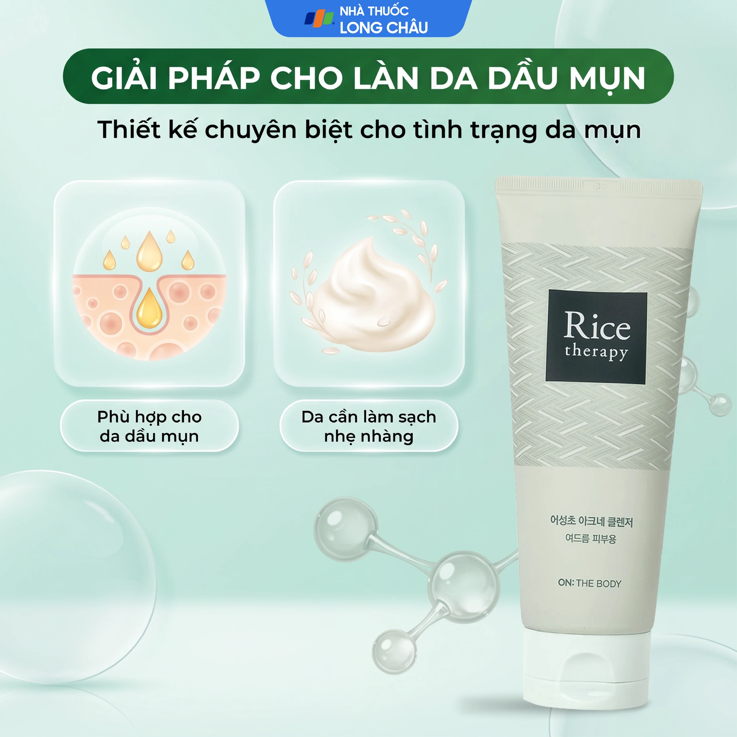 Sữa rửa mặt ngừa mụn On: The Body Rice Therapy Heartleaf Acne Cleanser 150ml 4