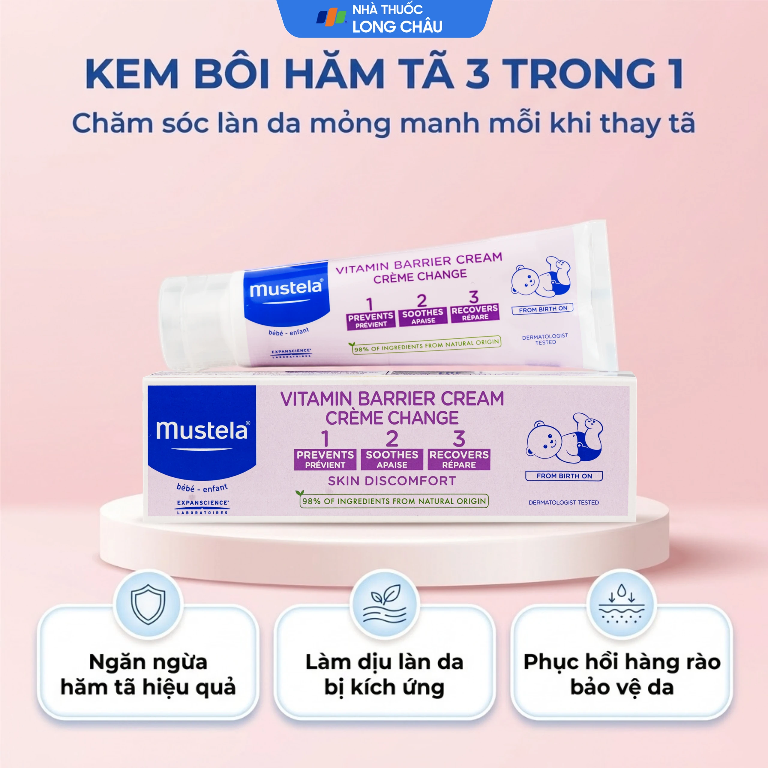Kem bôi hăm tã Mustela Vitamin Barrier Cream Change (50ml) 2