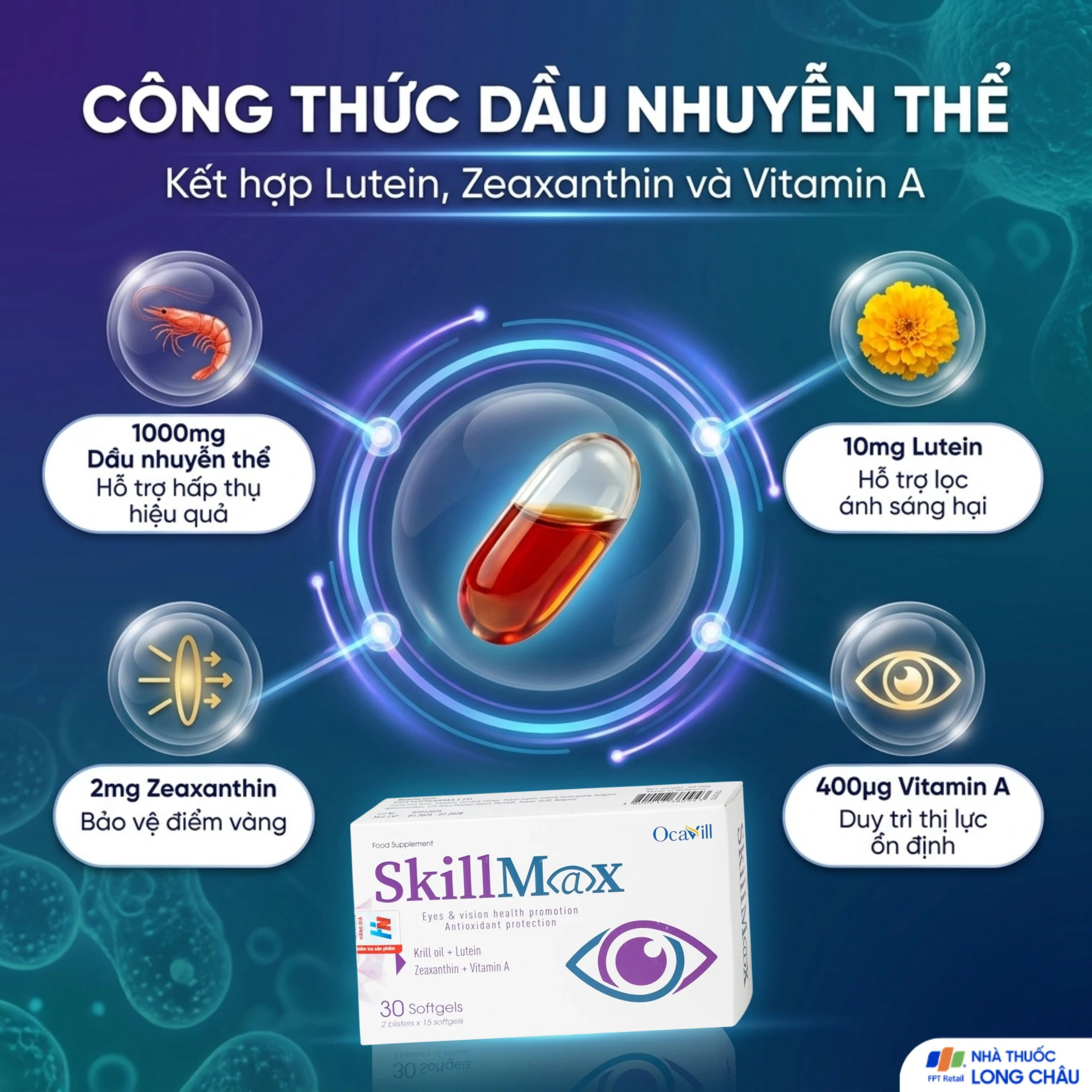 Viên uống hỗ trợ tăng cường thị lực, cải thiện khô mắt, mỏi mắt SkillMax Ocavill (2 vỉ x 15 viên) 5