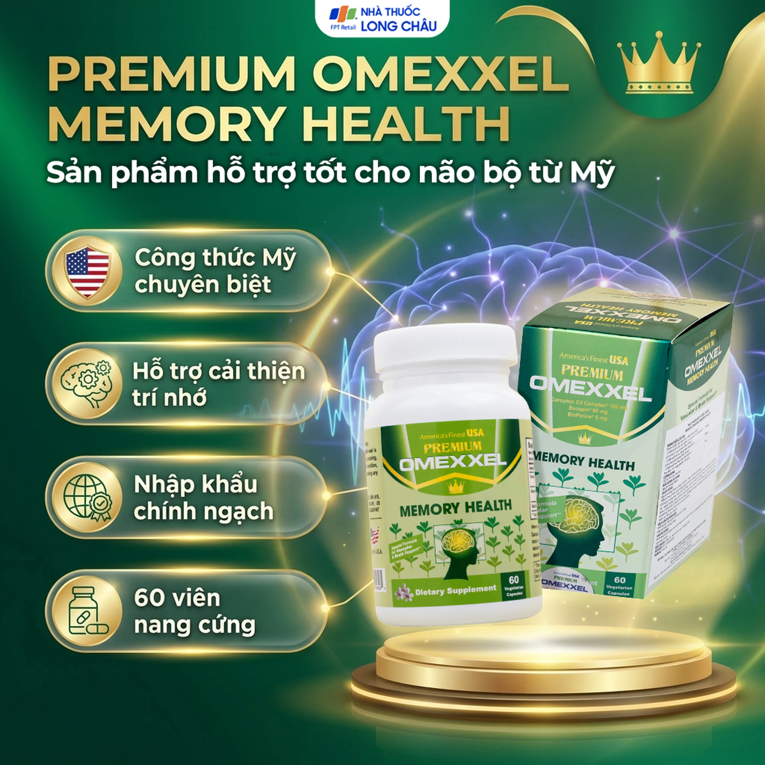 Viên uống hỗ trợ tốt cho não bộ Premium Omexxel Memory Health (60 viên) 2