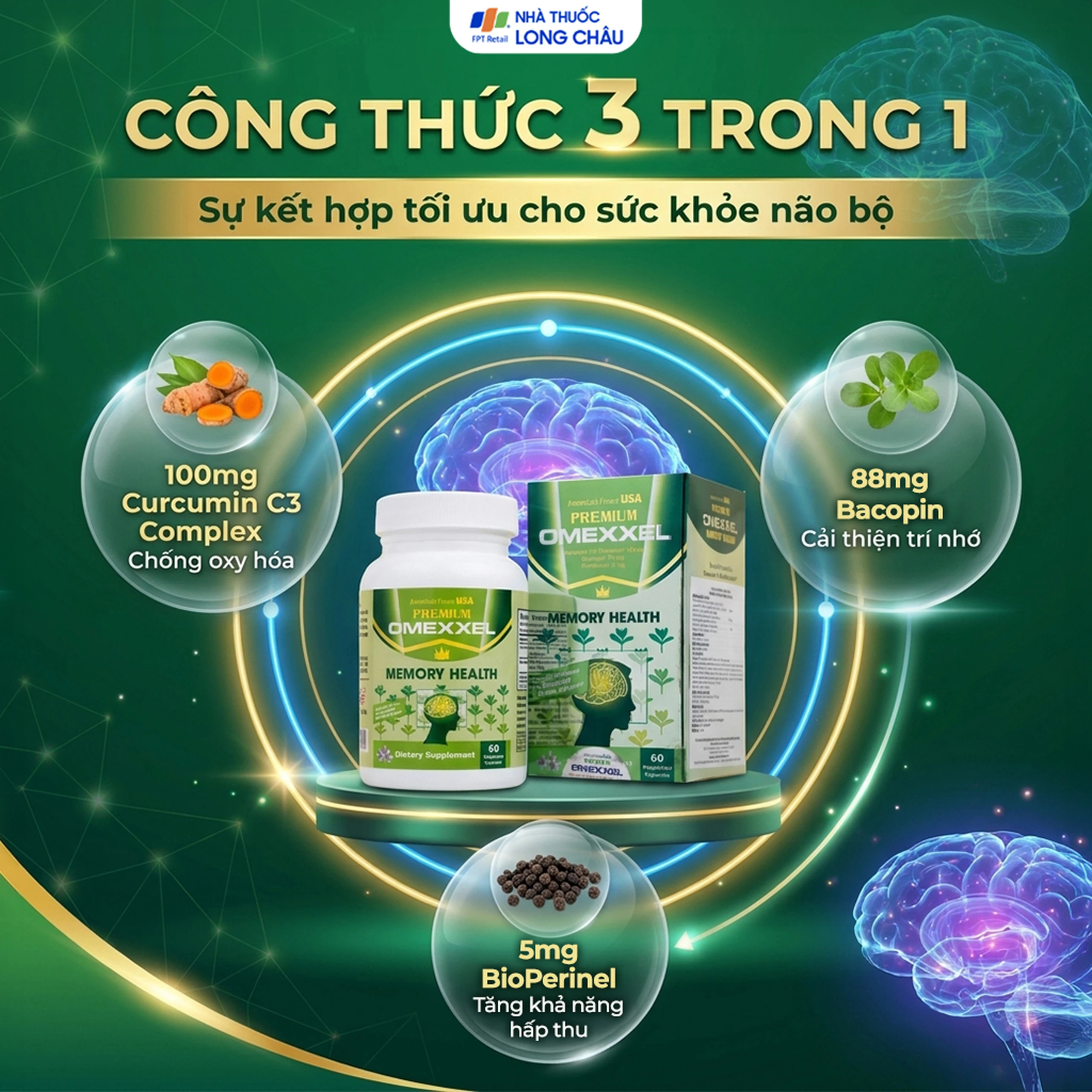 Viên uống hỗ trợ tốt cho não bộ Premium Omexxel Memory Health (60 viên) 3