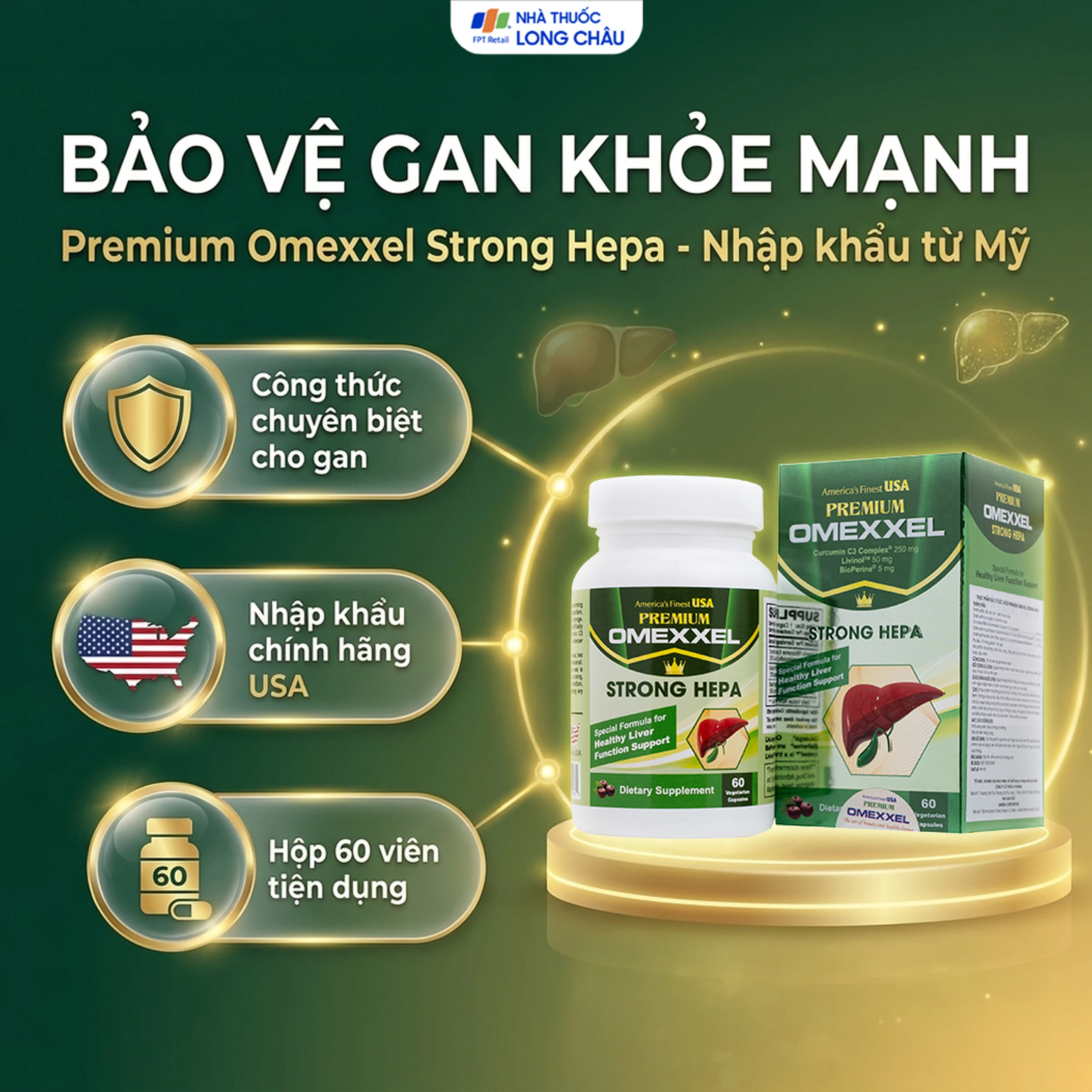Viên uống hỗ trợ bảo vệ gan khỏe mạnh Premium Omexxel Strong Hepa (60 viên) 2