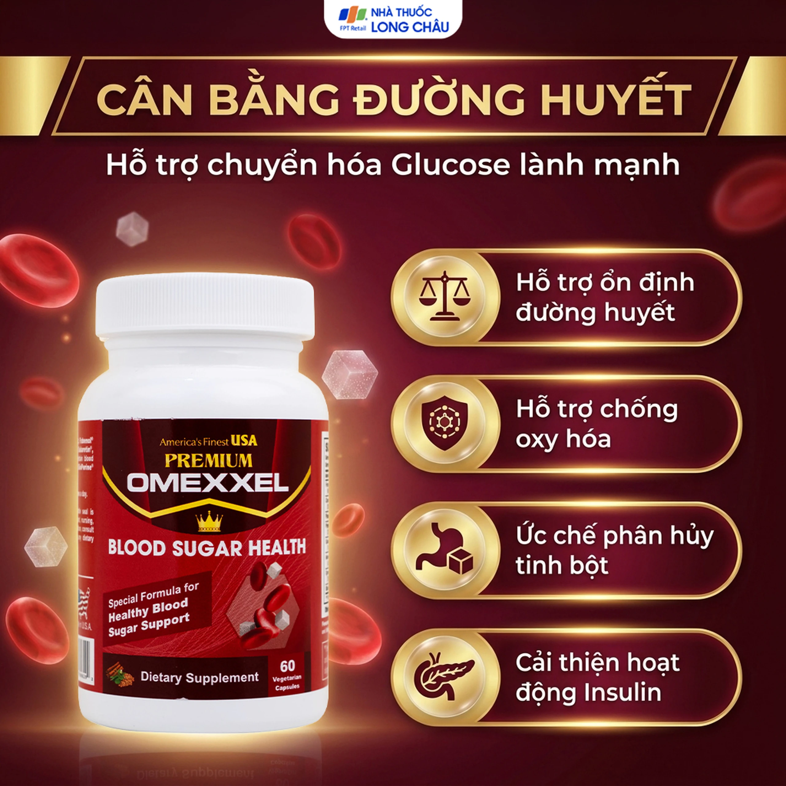 Viên uống hỗ trợ ổn định đường huyết Premium Omexxel Blood Sugar Health (60 viên) 4