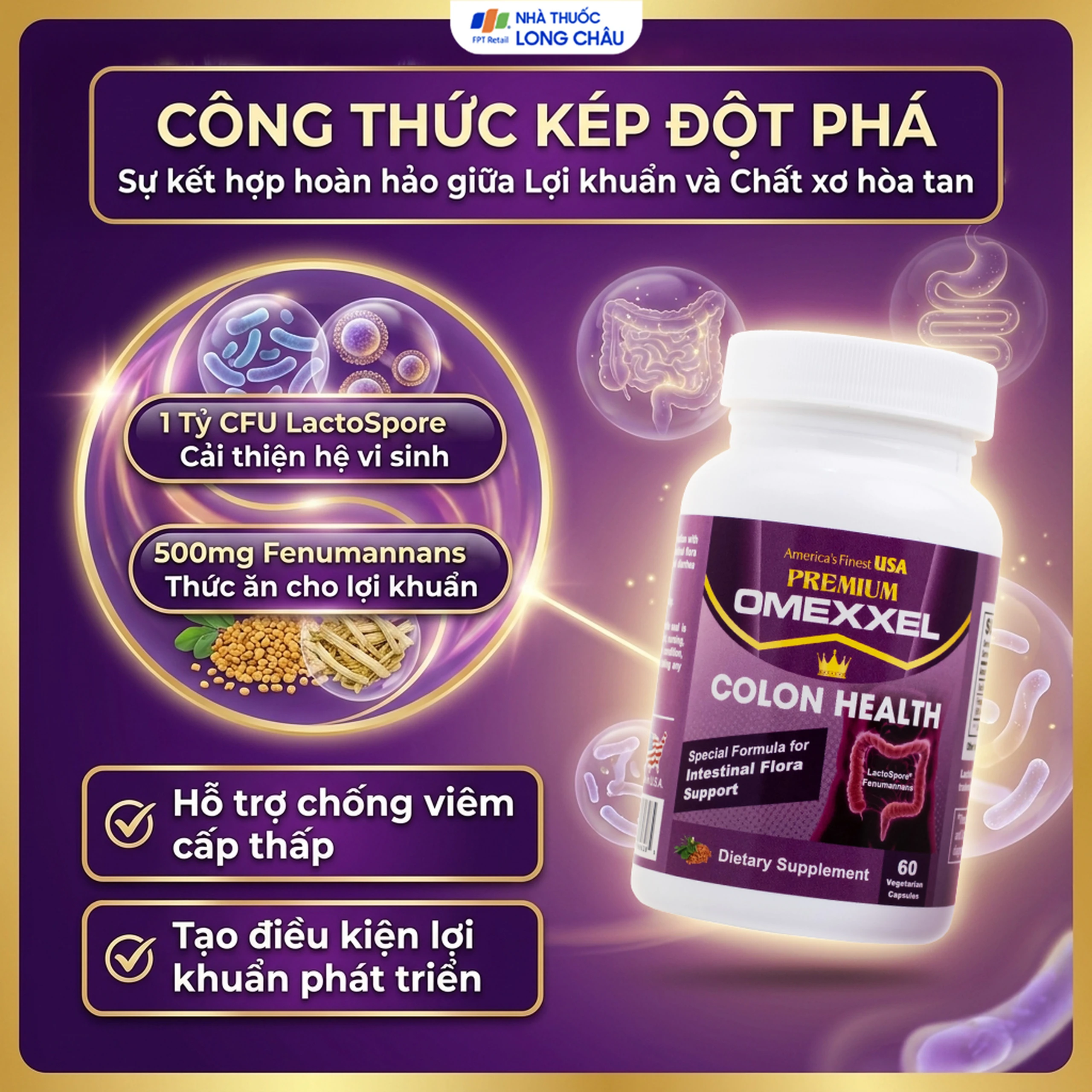 Viên uống bổ sung lợi khuẩn, hỗ trợ giảm rối loạn tiêu hóa Premium Omexxel Colon Health (60 viên) 3