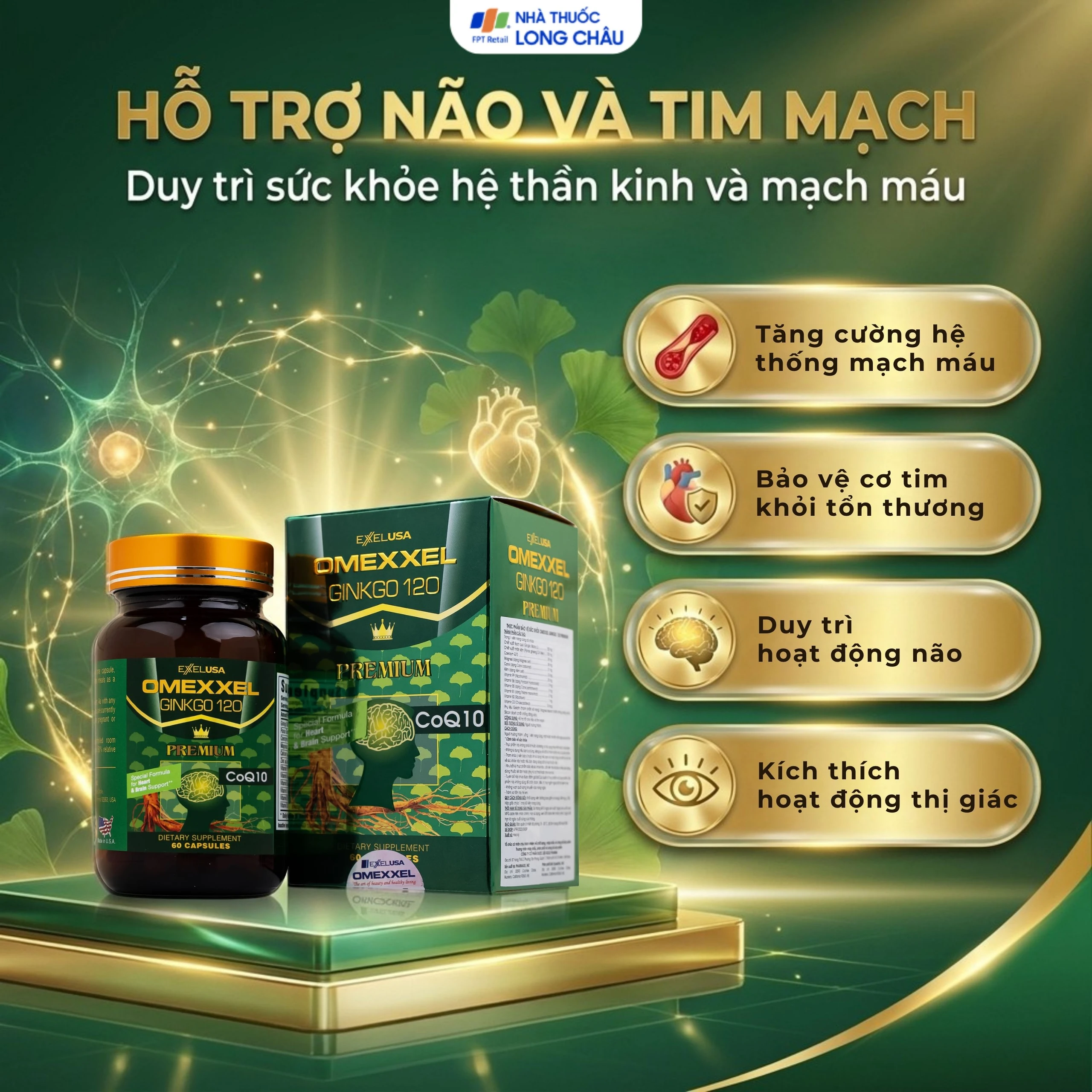 Viên uống hỗ trợ tốt cho não và tim mạch Omexxel Ginkgo 120 Premium (60 viên) 4