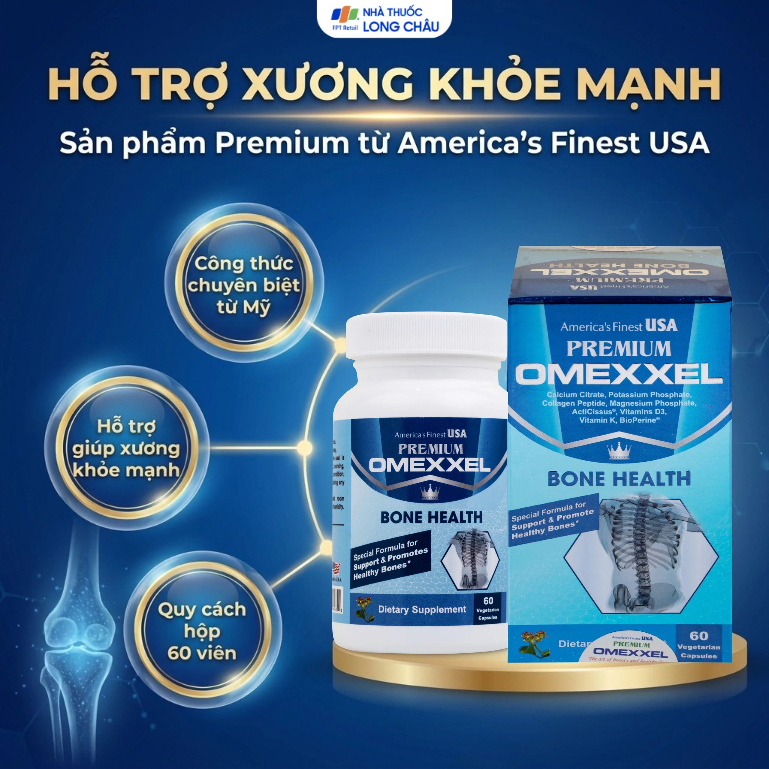 Viên uống hỗ trợ xương khỏe mạnh Premium Omexxel Bone Health (60 viên) 2