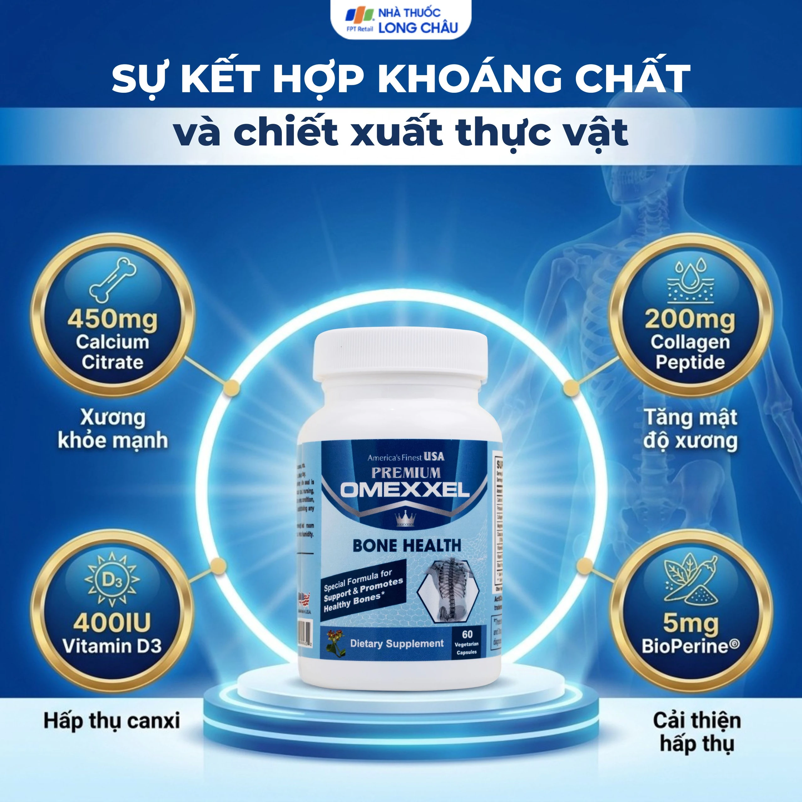 Viên uống hỗ trợ xương khỏe mạnh Premium Omexxel Bone Health (60 viên) 3