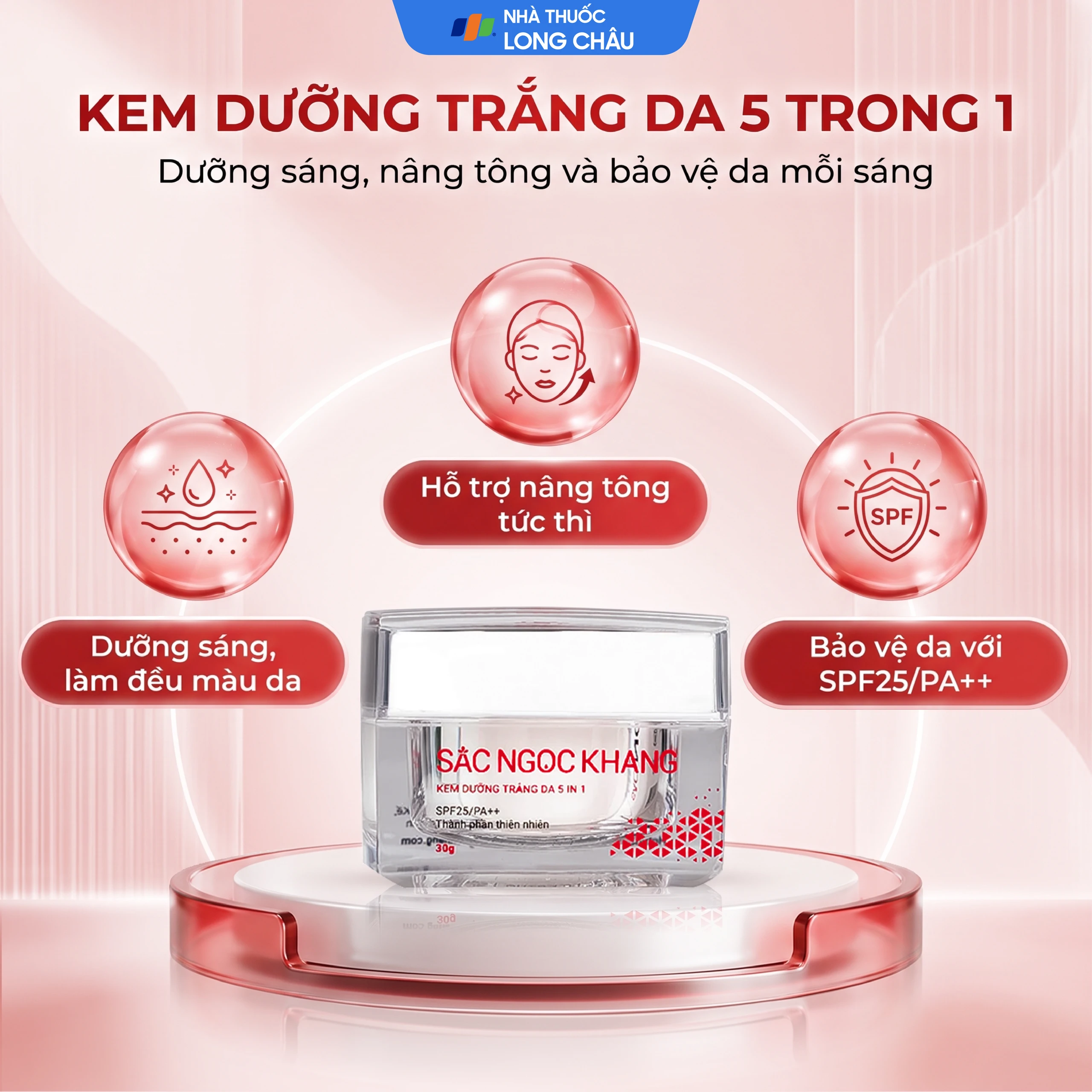 Kem dưỡng trắng da 5 in 1 SPF25/PA++ Sắc Ngọc Khang HTP 30g giúp nâng tông, hiệu chỉnh màu da 2