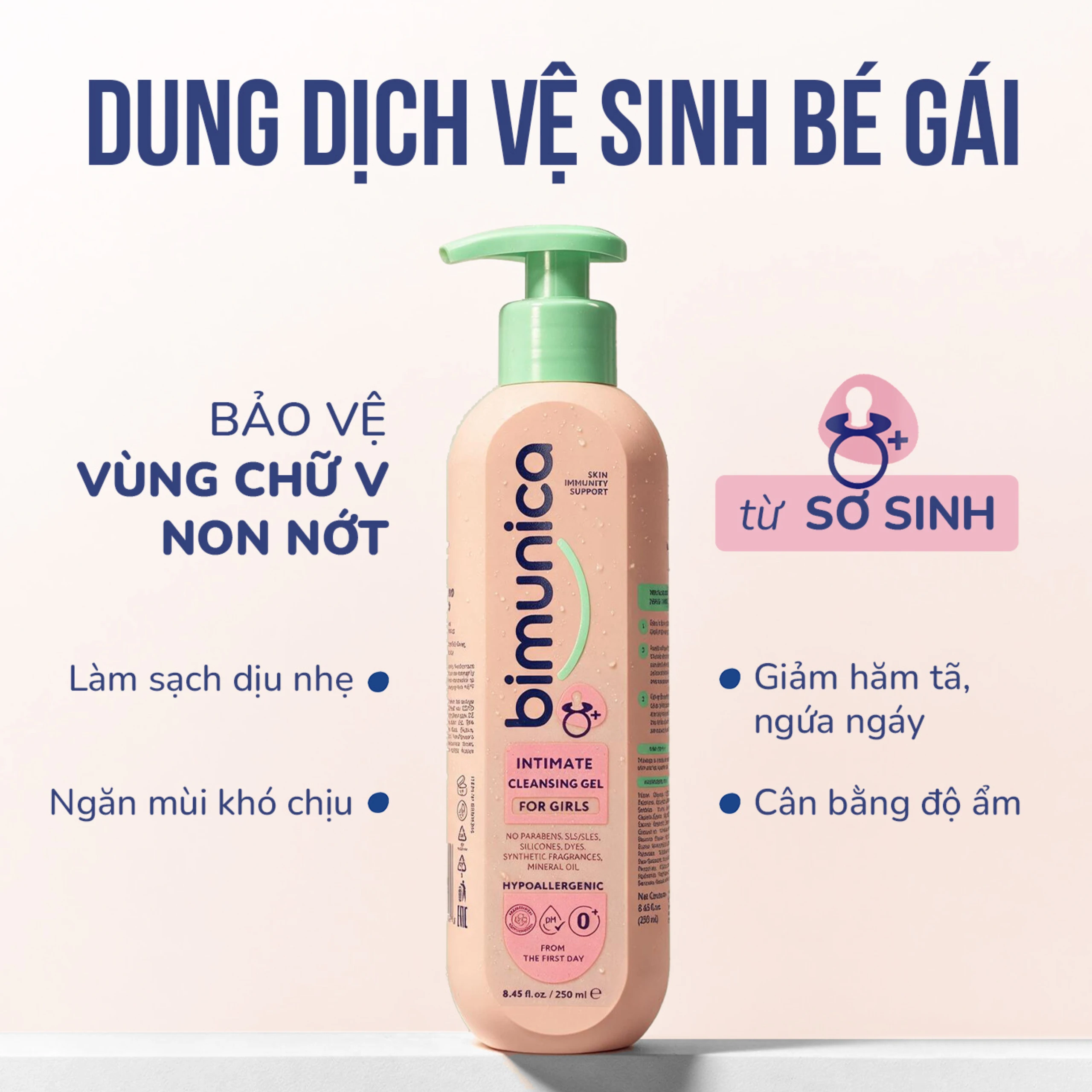 Dung dịch vệ sinh dành cho bé gái Bimunica kháng khuẩn, bảo vệ vùng kín (250ml) 2