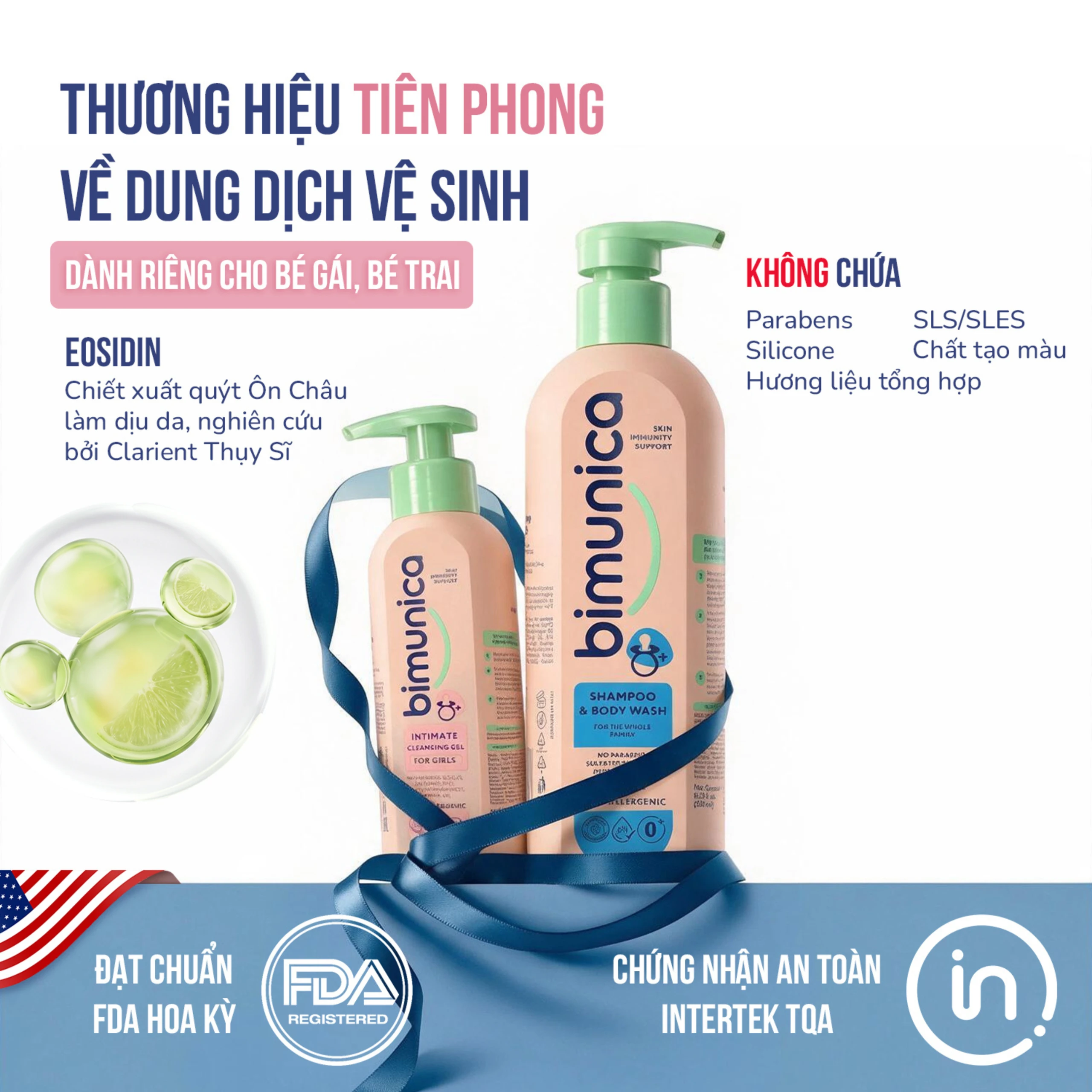 Dung dịch vệ sinh dành cho bé gái Bimunica kháng khuẩn, bảo vệ vùng kín (250ml) 6