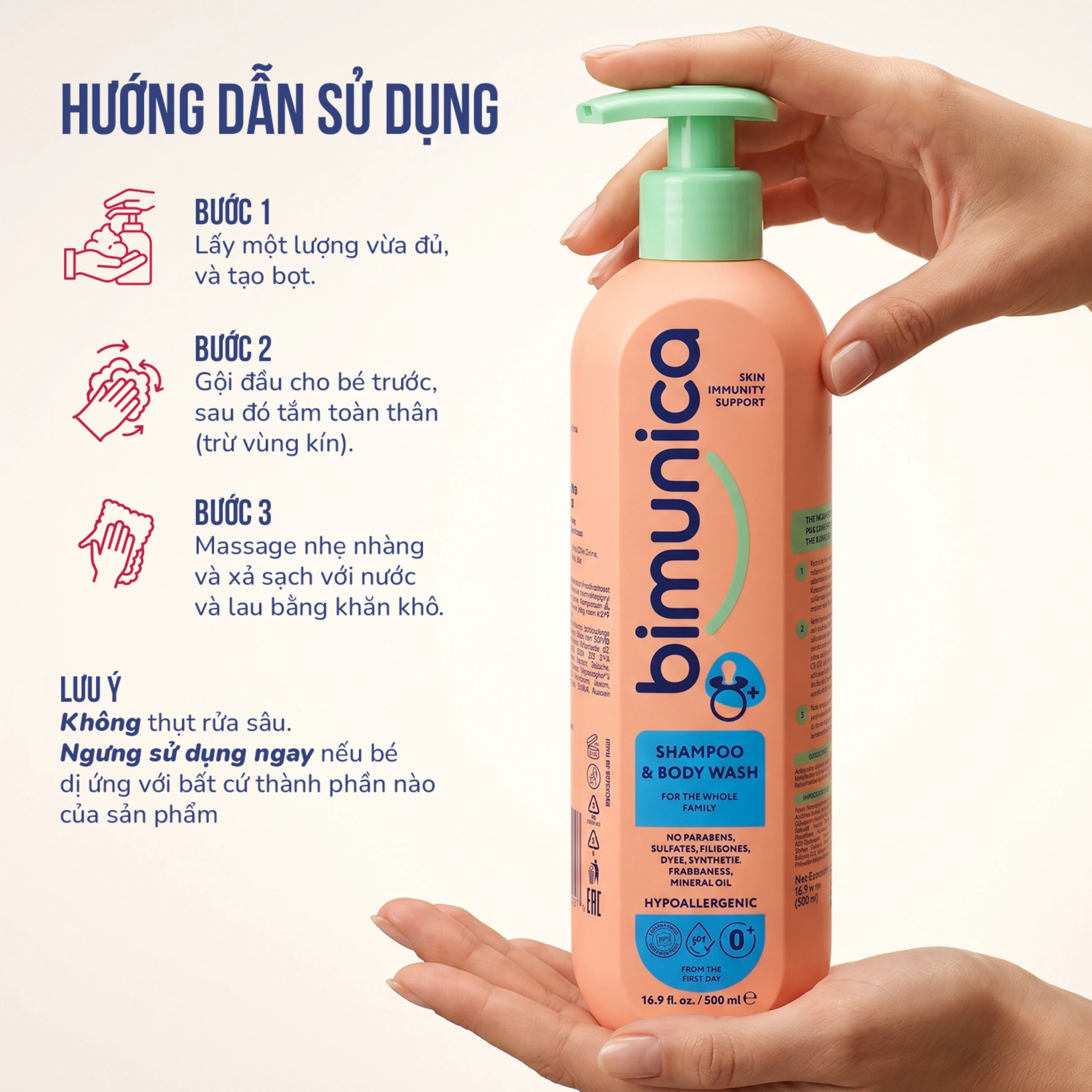 Sữa tắm gội cho trẻ sơ sinh và trẻ nhỏ 2in1 Bimunica dịu nhẹ, an toàn cho da và tóc (250ml) 5