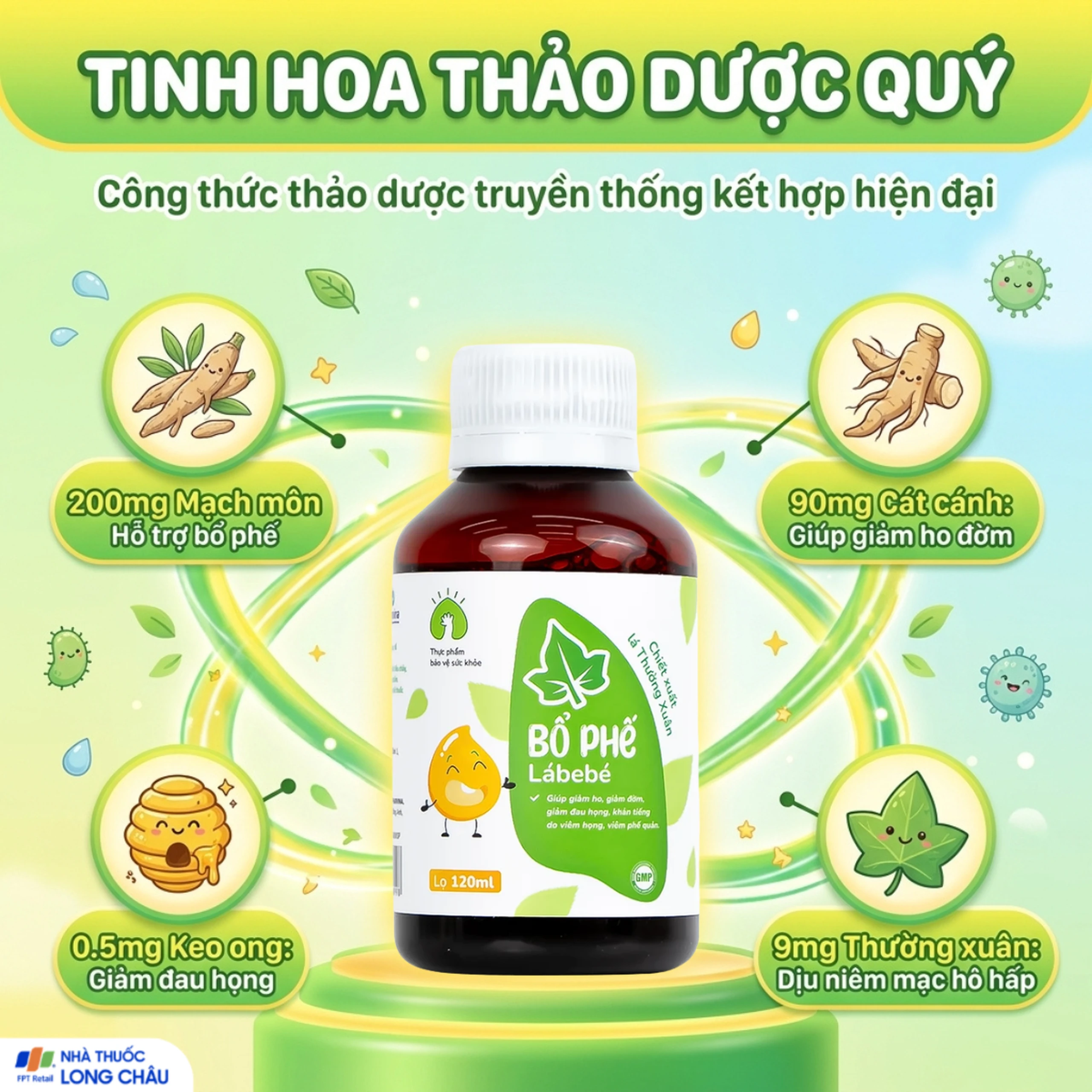 Siro hỗ giúp giảm ho, giảm đờm, giảm đau họng Bổ Phế Lábebé (120ml) 3