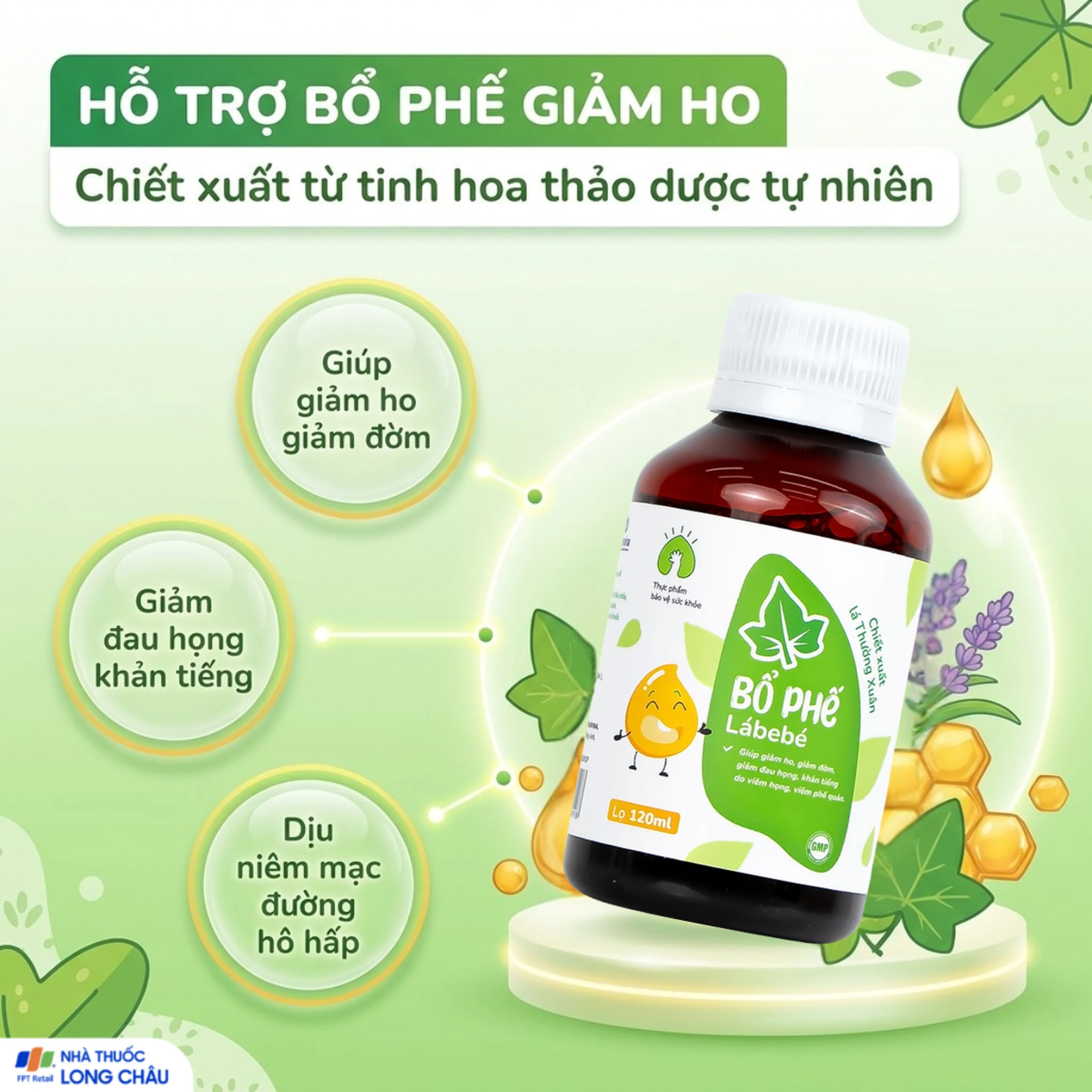 Siro hỗ giúp giảm ho, giảm đờm, giảm đau họng Bổ Phế Lábebé (120ml) 2