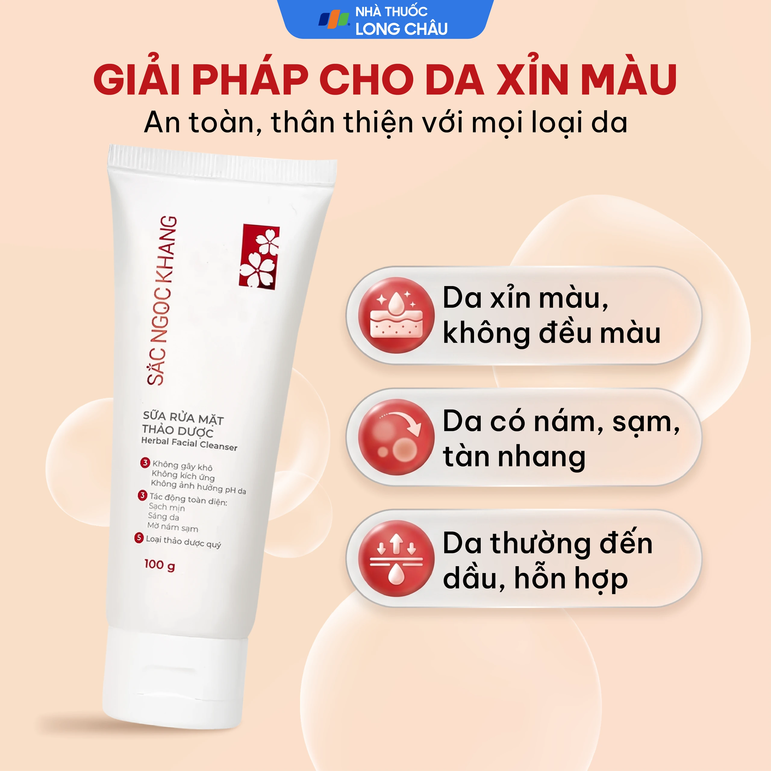 Sữa rửa mặt thảo dược sáng da, mờ sạm Sắc Ngọc Khang 100g 4