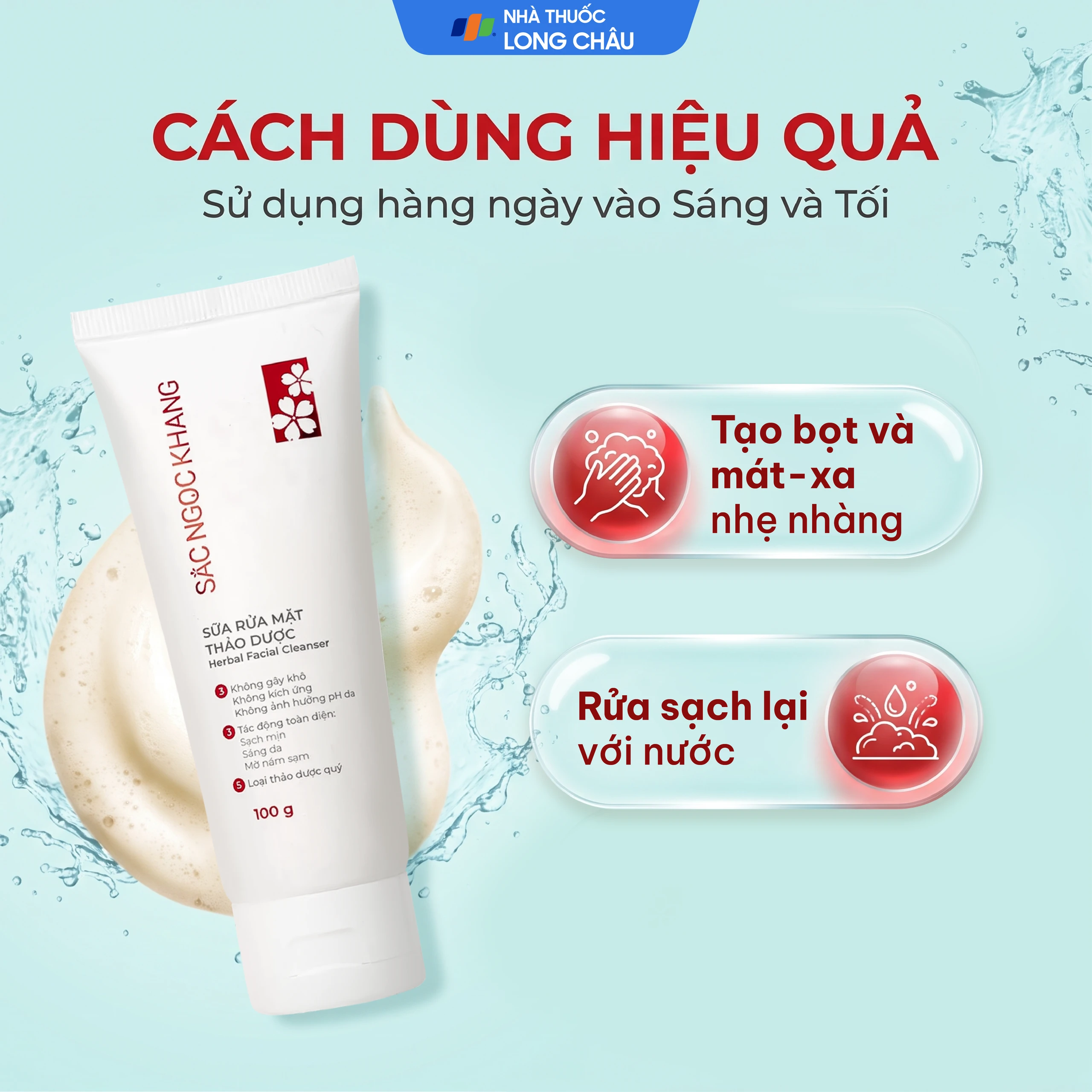 Sữa rửa mặt thảo dược sáng da, mờ sạm Sắc Ngọc Khang 100g 5