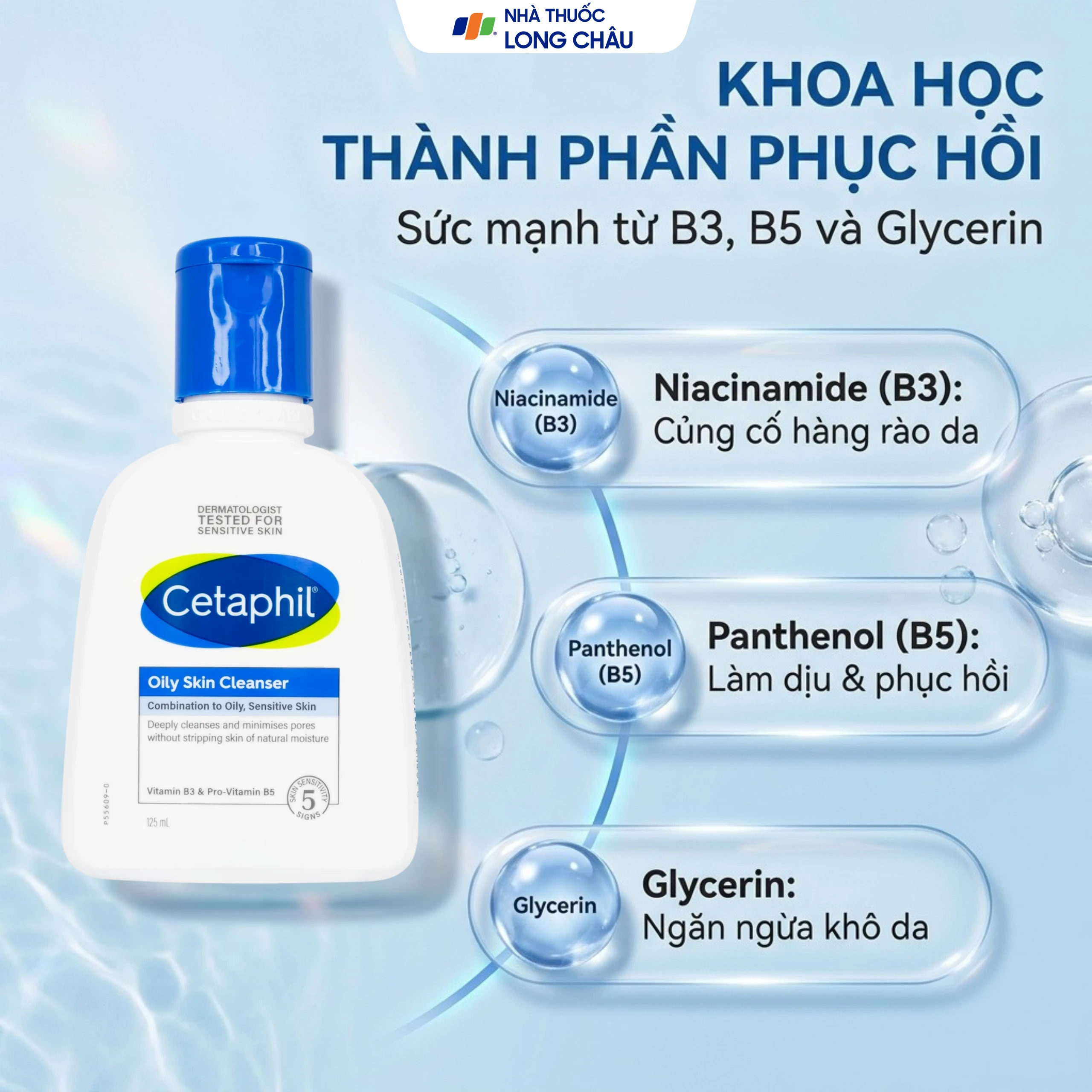 Sữa rửa mặt Cetaphil Oily Skin Cleanser cho da dầu nhạy cảm (125ml) 3