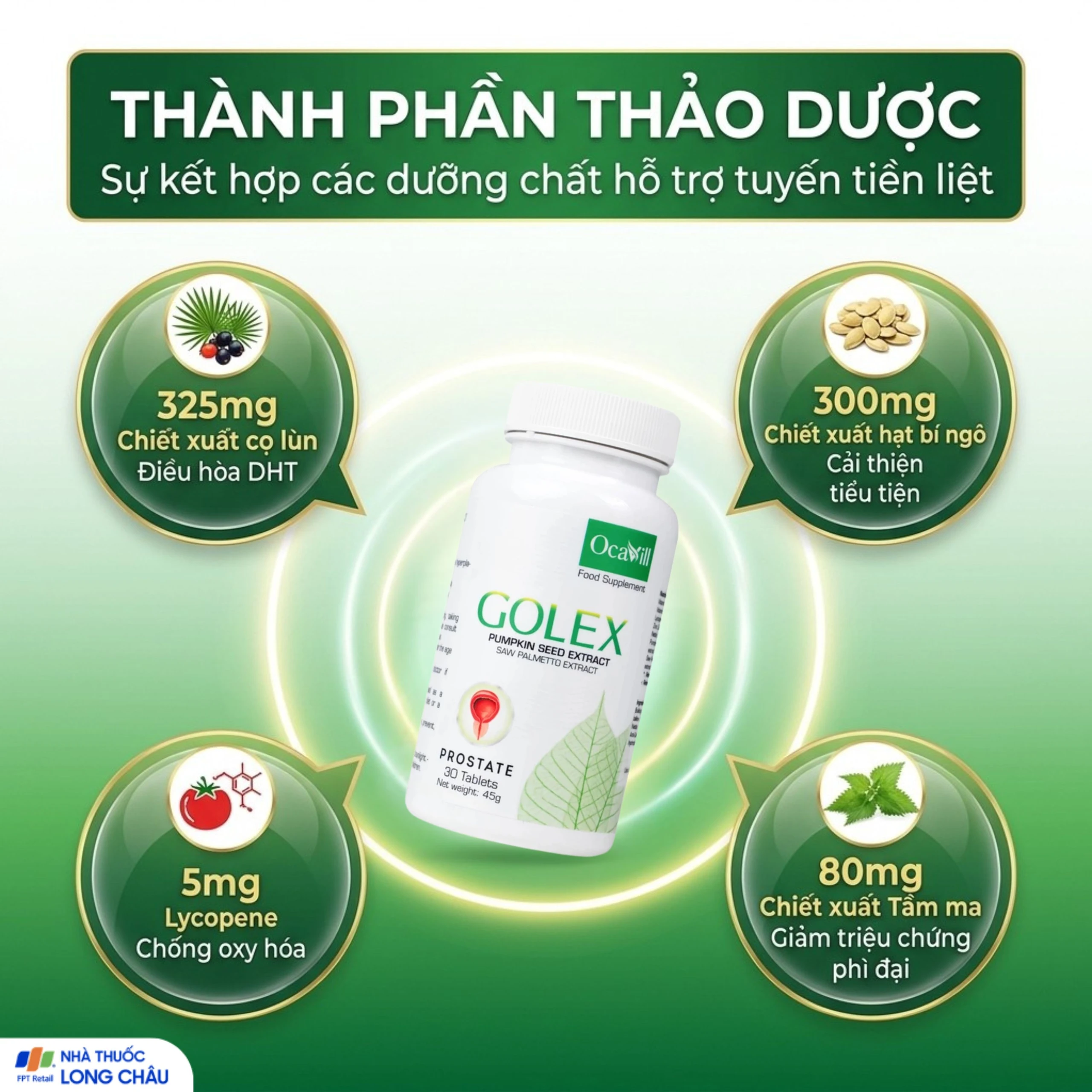 Viên uống hỗ trợ cho người phì đại lành tính tuyến tiền liệt Golex Ocavill (30 viên) 3