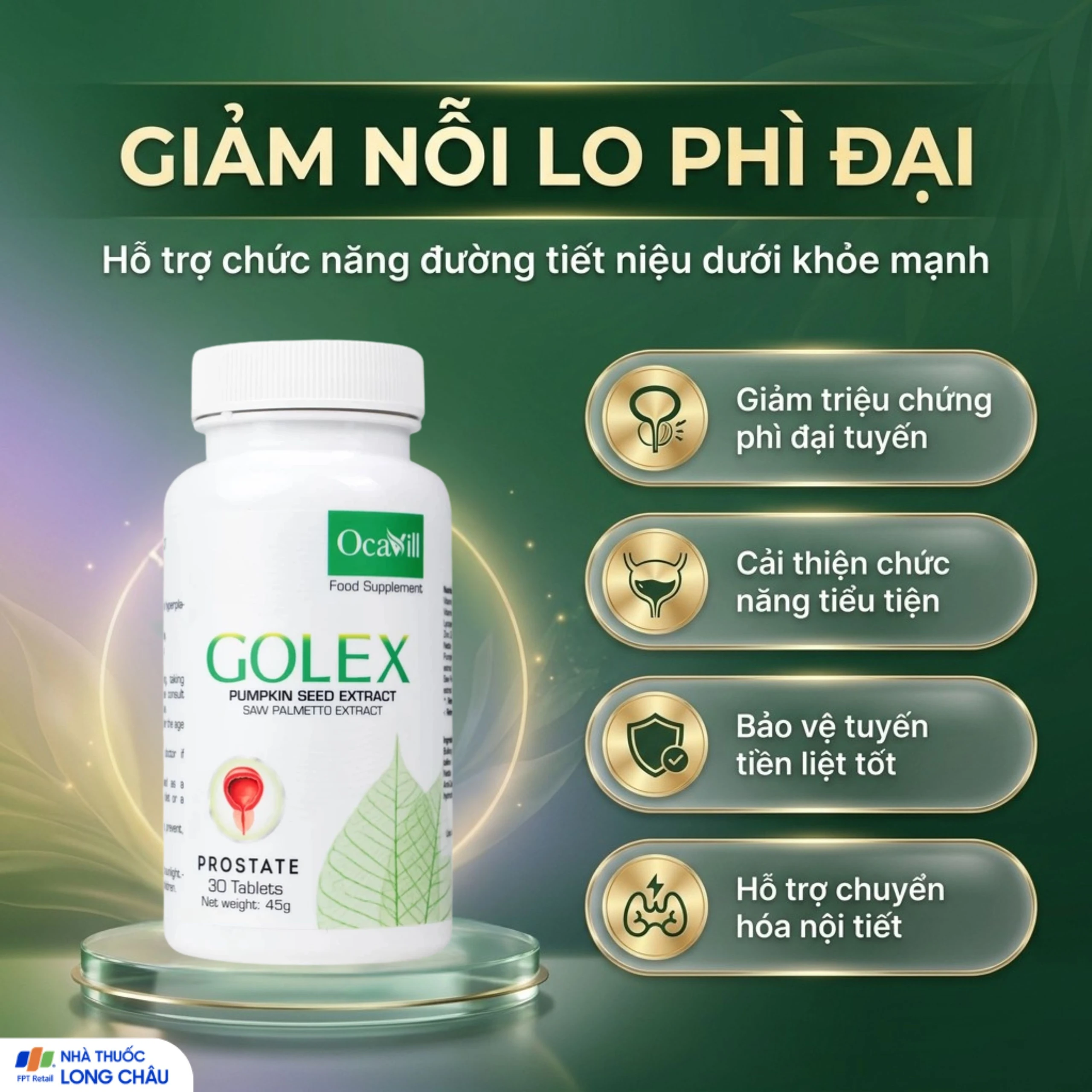Viên uống hỗ trợ cho người phì đại lành tính tuyến tiền liệt Golex Ocavill (30 viên) 4