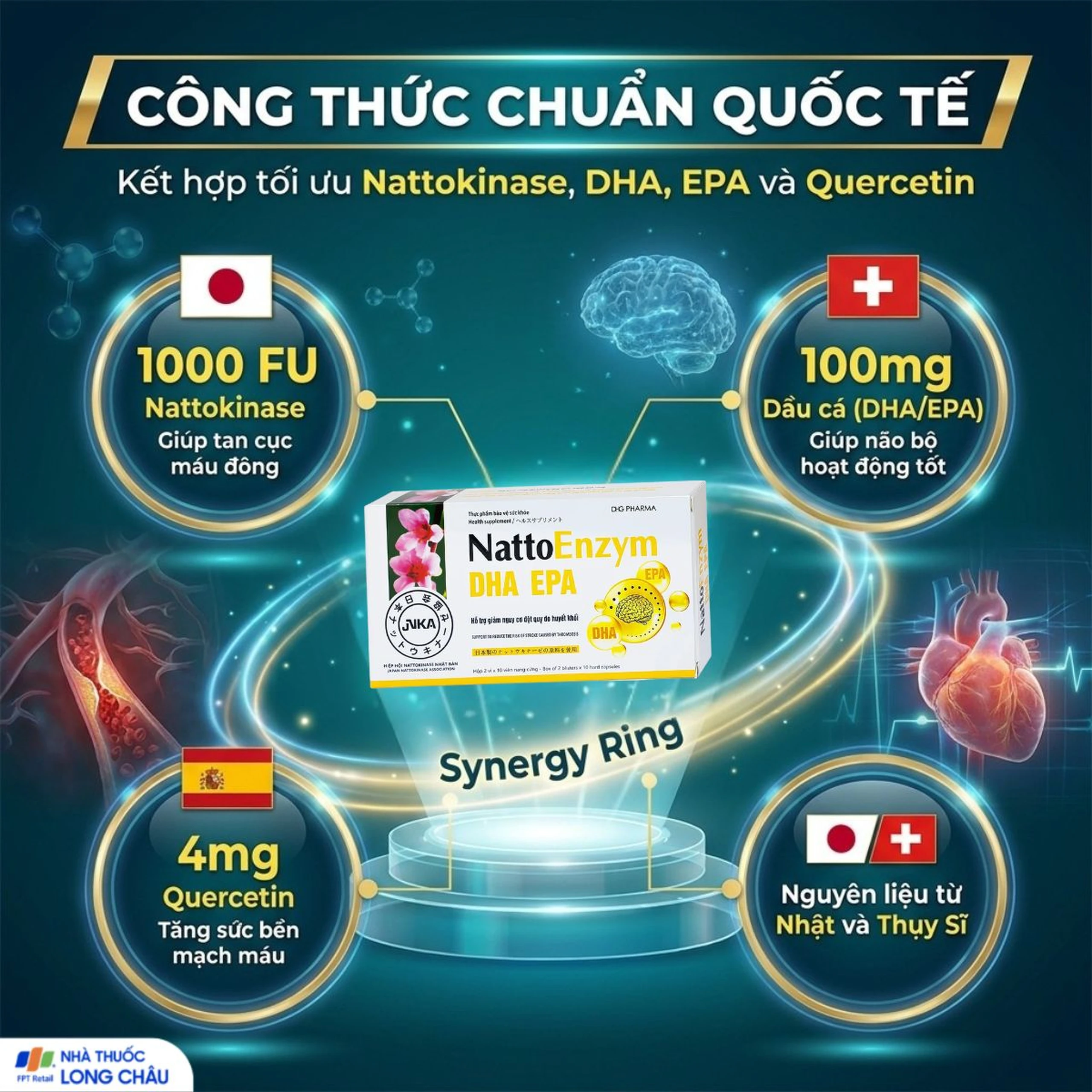 Viên uống NattoEnzym DHA EPA DHG Pharma hỗ trợ giảm nguy cơ đột quỵ do huyết khối (2 vỉ x 10 viên) 3