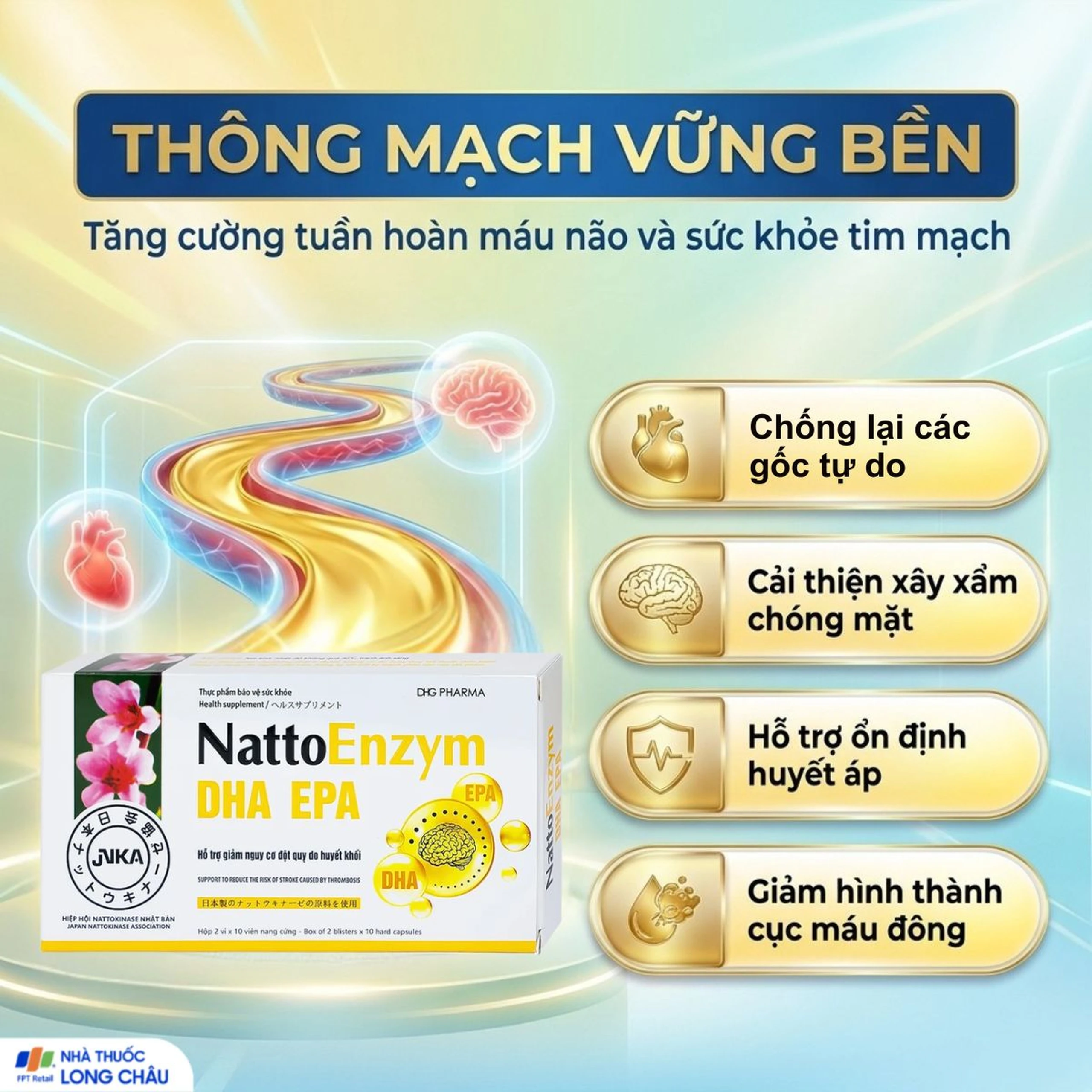 Viên uống NattoEnzym DHA EPA DHG Pharma hỗ trợ giảm nguy cơ đột quỵ do huyết khối (2 vỉ x 10 viên) 4