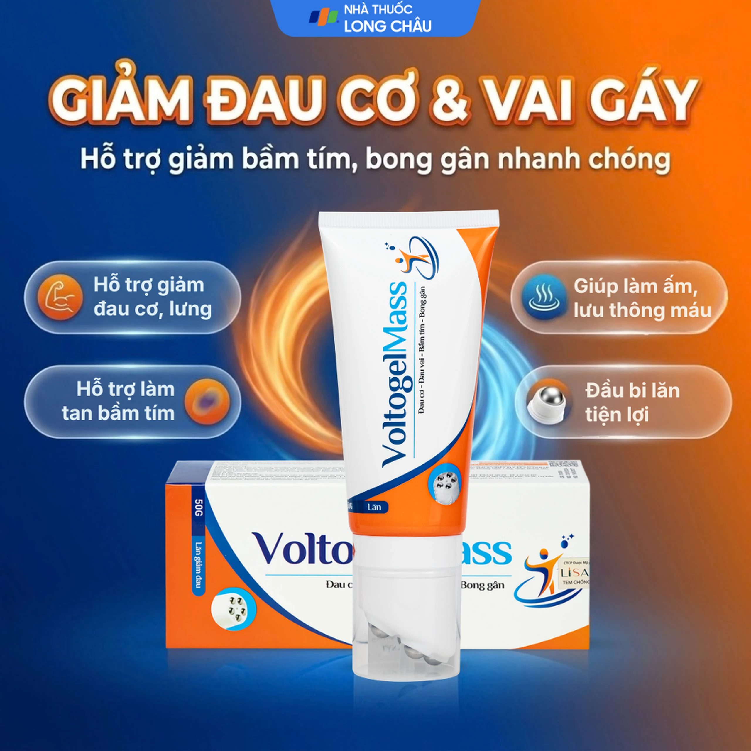 Gel bôi giảm đau Voltogel mass 50g giúp giảm đau cơ, đau vai, bầm tím, bong gân 2
