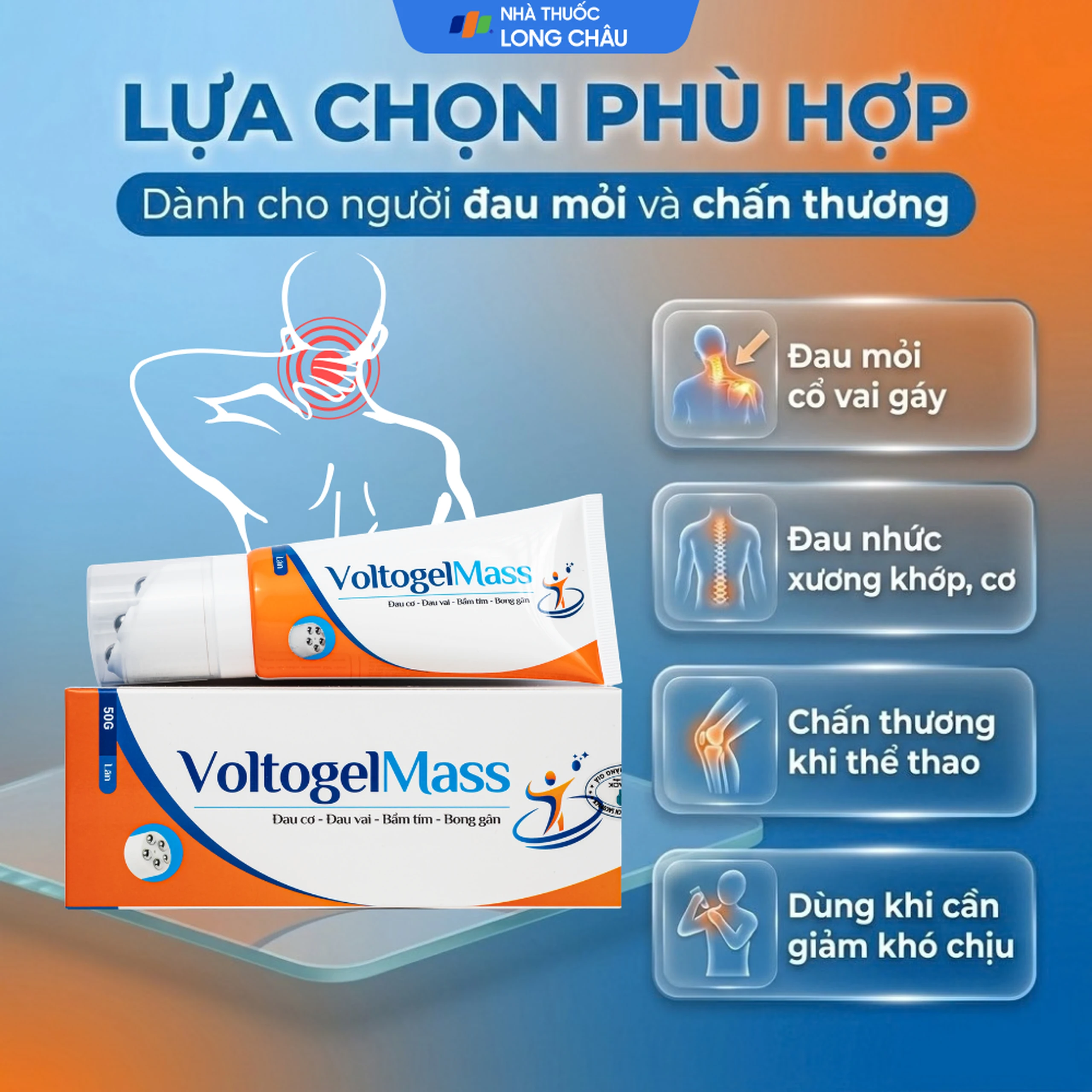 Gel bôi giảm đau Voltogel mass 50g giúp giảm đau cơ, đau vai, bầm tím, bong gân 4