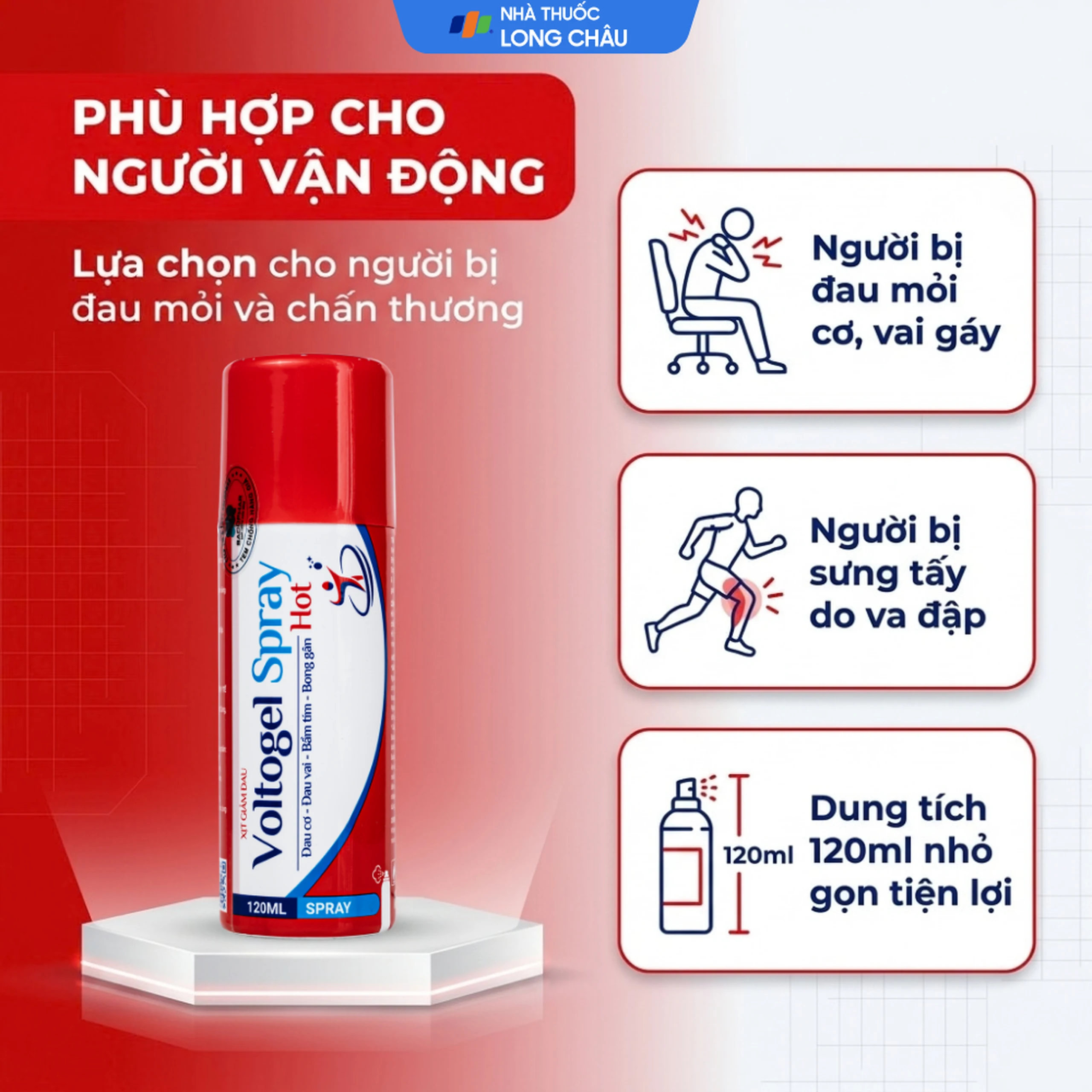 Chai xịt nóng Voltogel Hot Spray 120ml giúp giảm đau cơ, đau vai, bầm tím, bong gân 4
