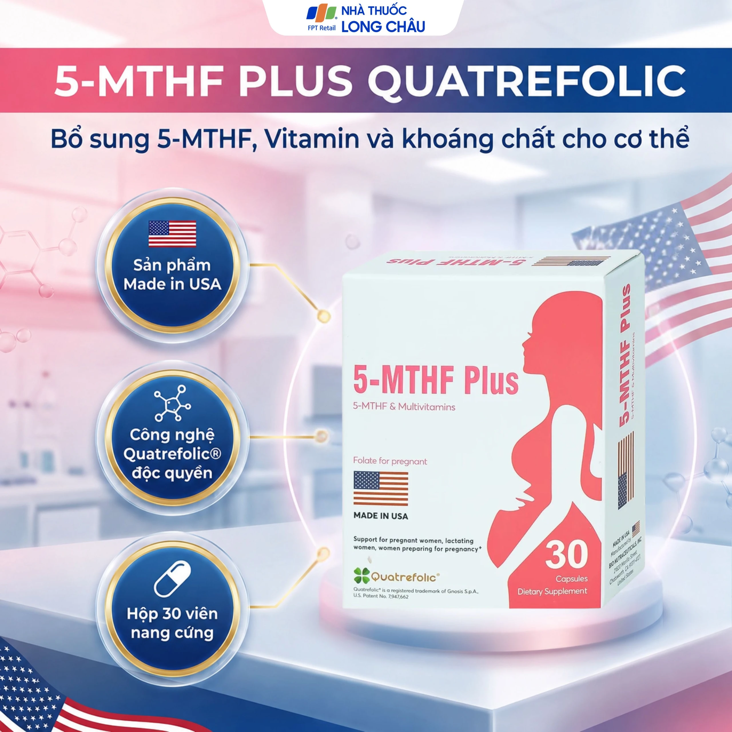 Viên bổ sung 5-MTHF, vitamin, khoáng chất cho phụ nữ mang thai 5-MTHF Plus (3 vỉ x 10 viên) 2