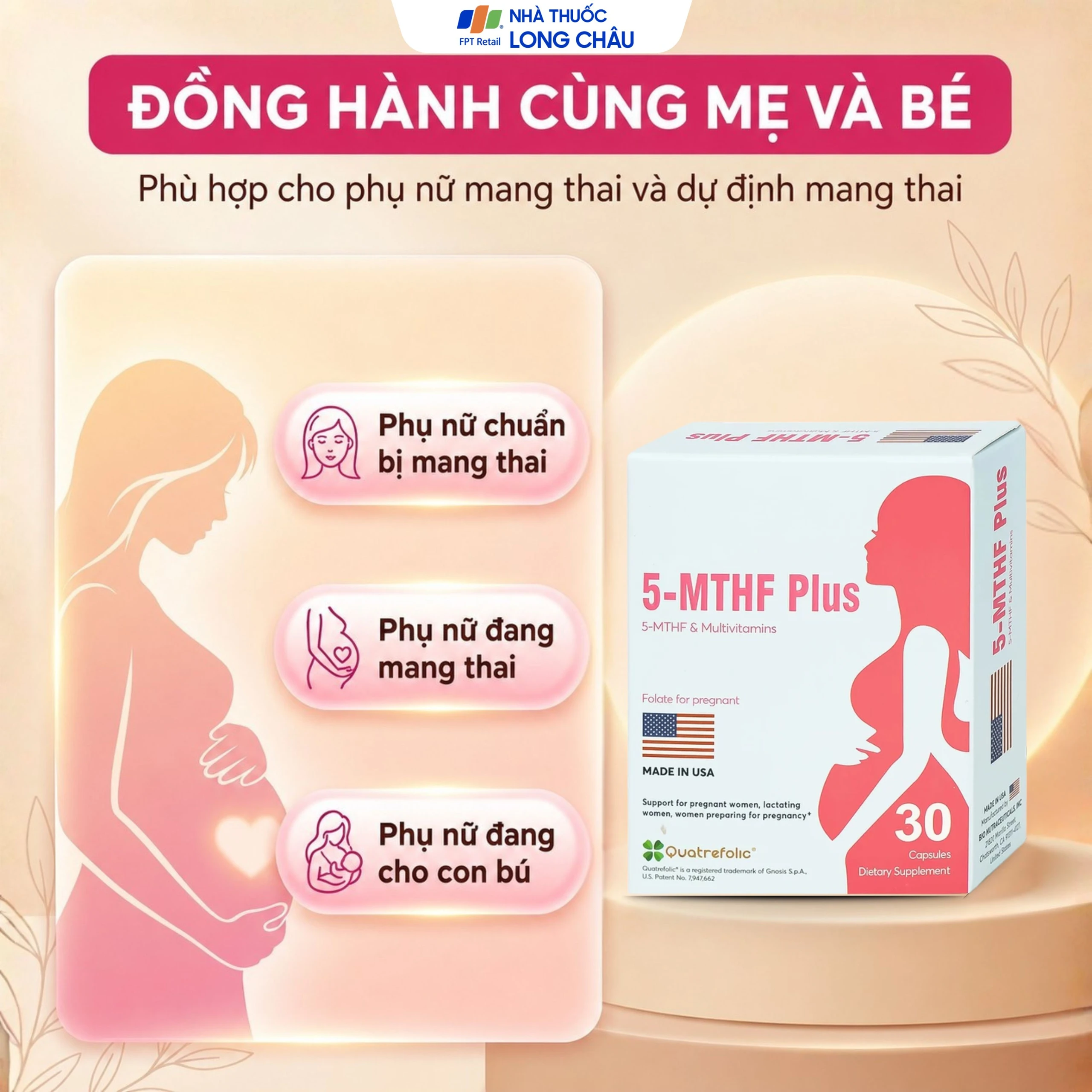 Viên bổ sung 5-MTHF, vitamin, khoáng chất cho phụ nữ mang thai 5-MTHF Plus (3 vỉ x 10 viên) 4