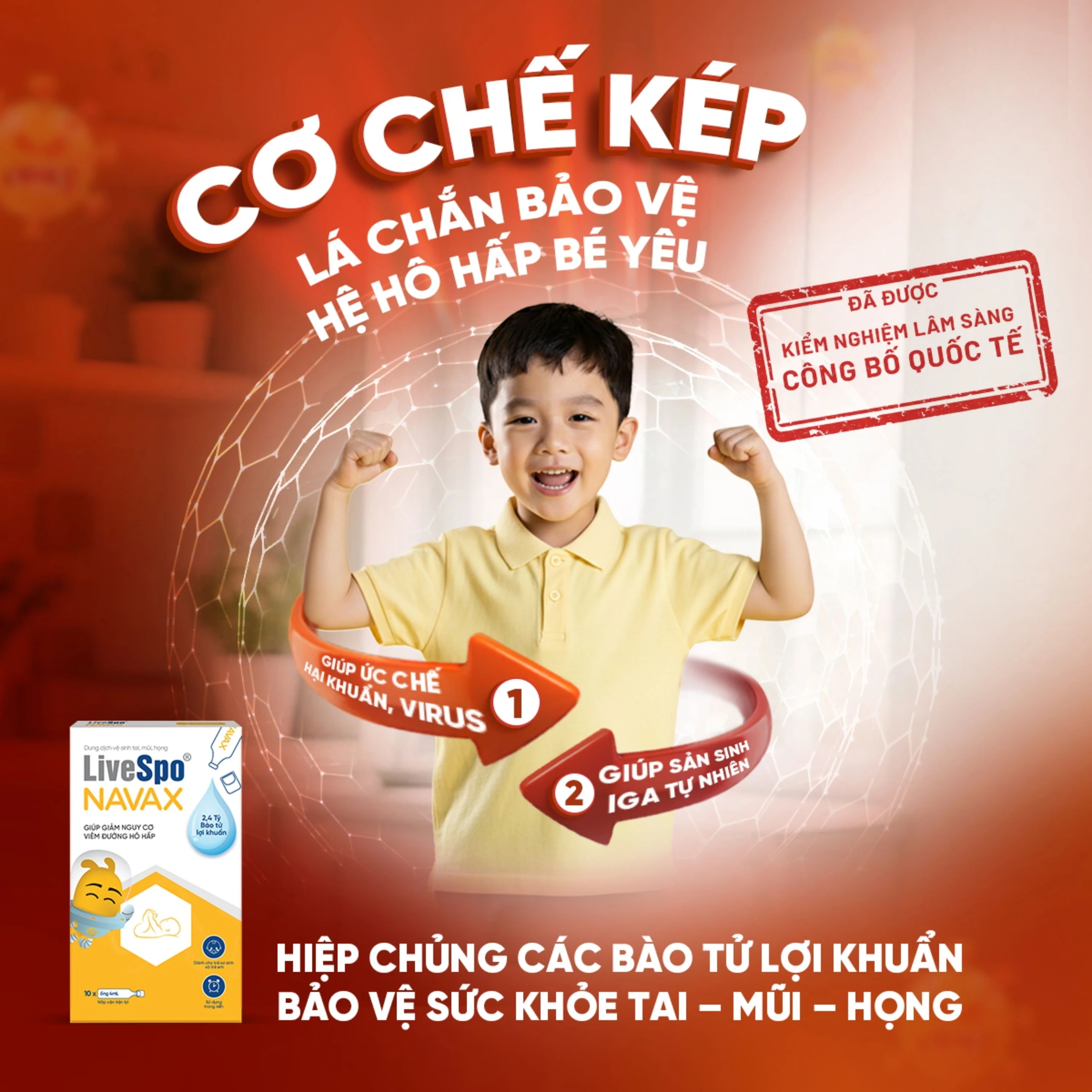 Dung dịch vệ sinh tai mũi họng Livespo Navax (10 ống x 4ml) giảm nguy cơ viêm đường hô hấp