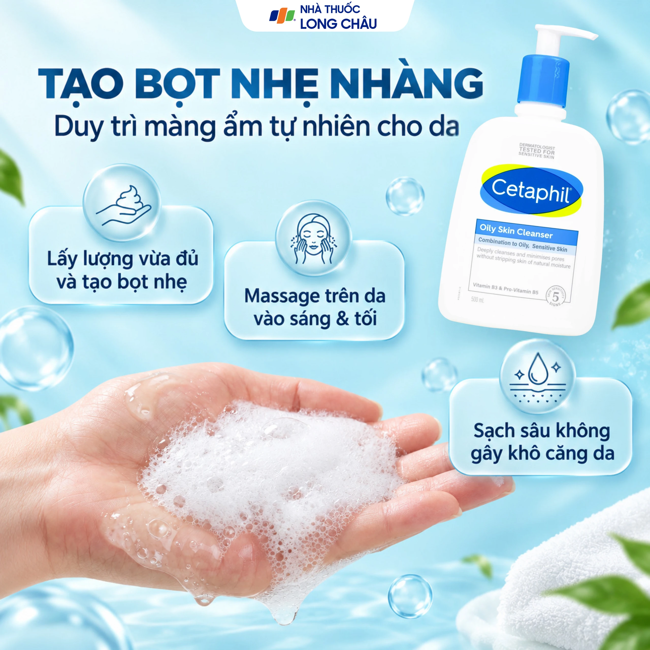 Sữa rửa mặt cho da dầu Cetaphil Oily Skin Cleanser 500ml 2