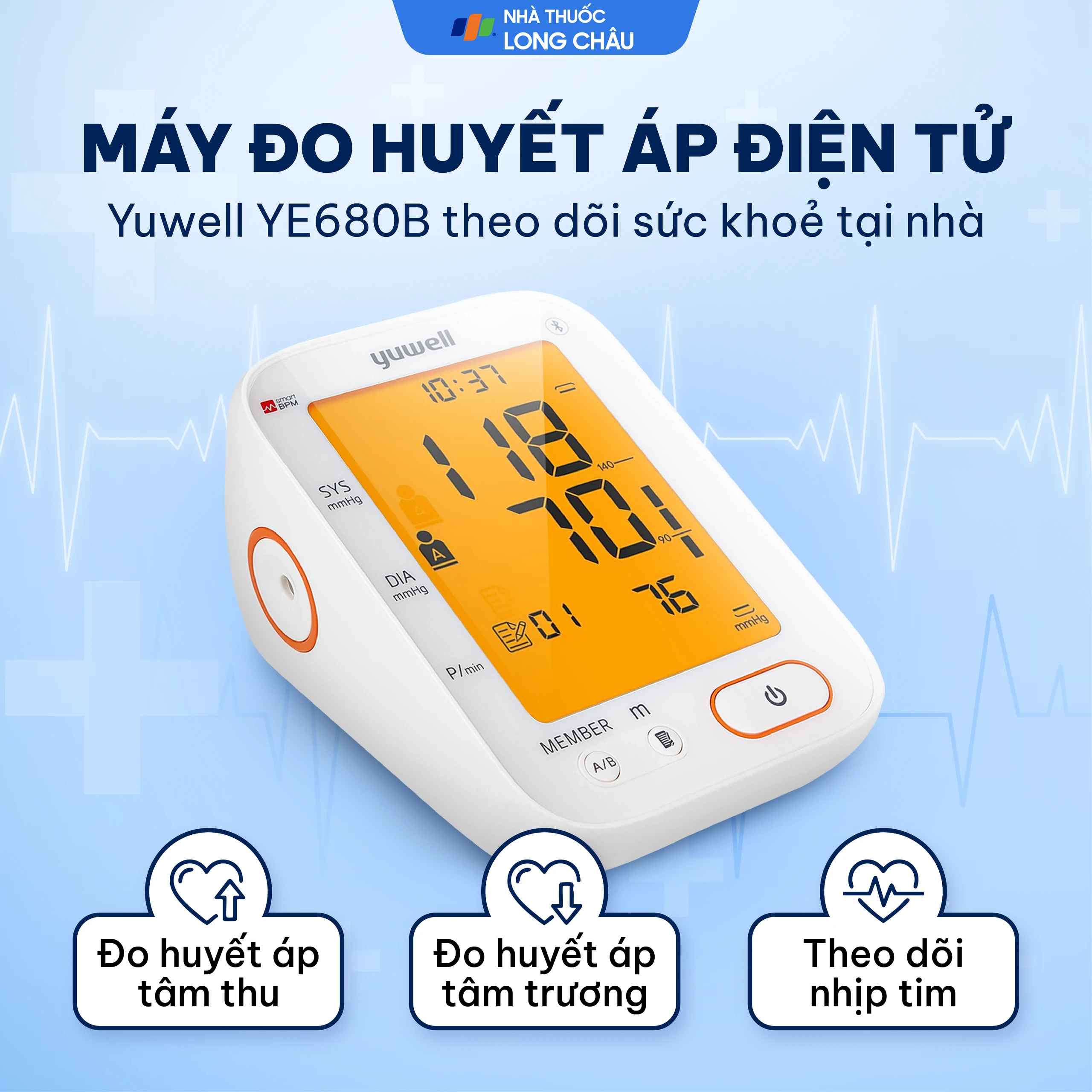 Máy đo huyết áp bắp tay Yuwell YE680B hỗ trợ đo huyết áp, cảnh báo đột quỵ 2