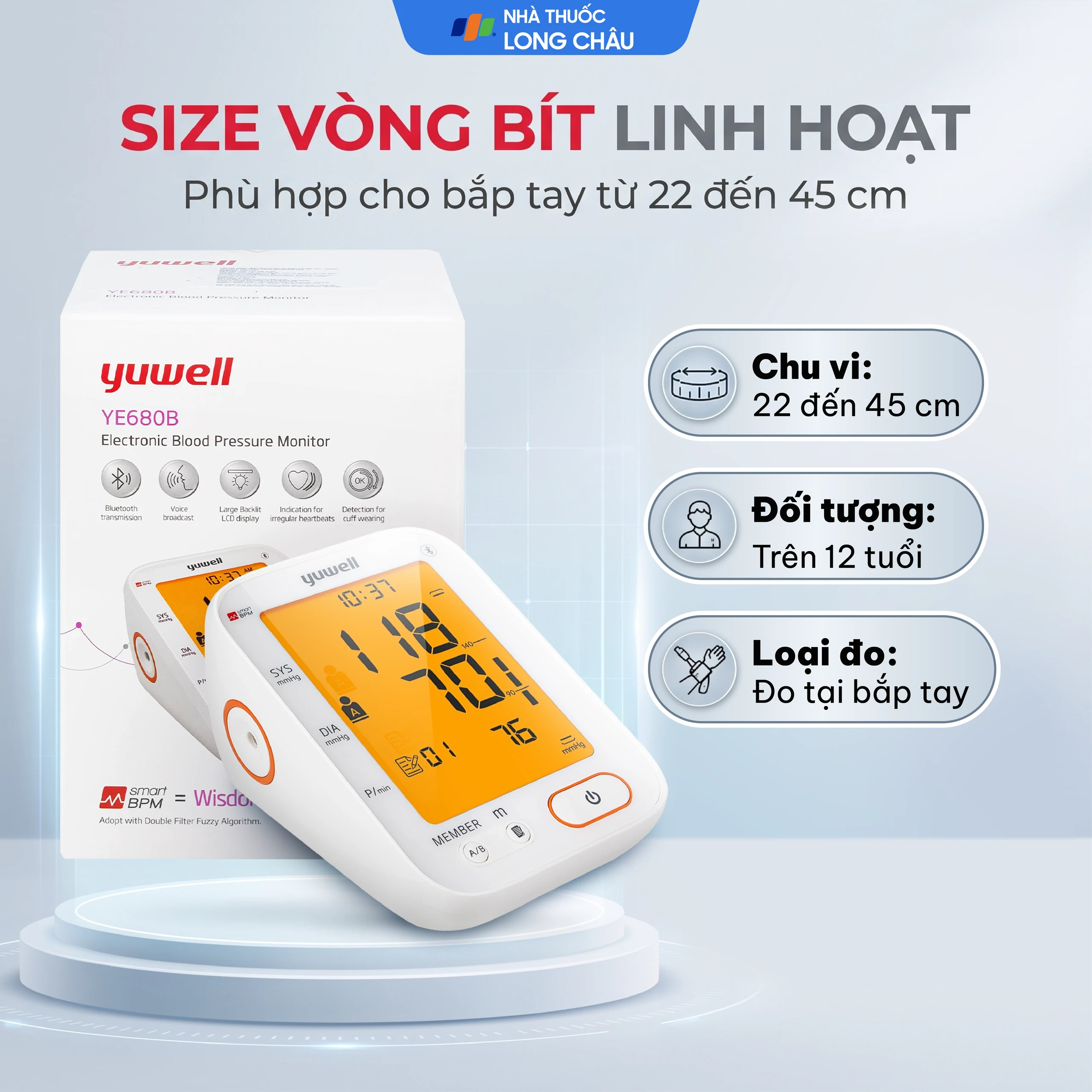 Máy đo huyết áp bắp tay Yuwell YE680B hỗ trợ đo huyết áp, cảnh báo đột quỵ 4