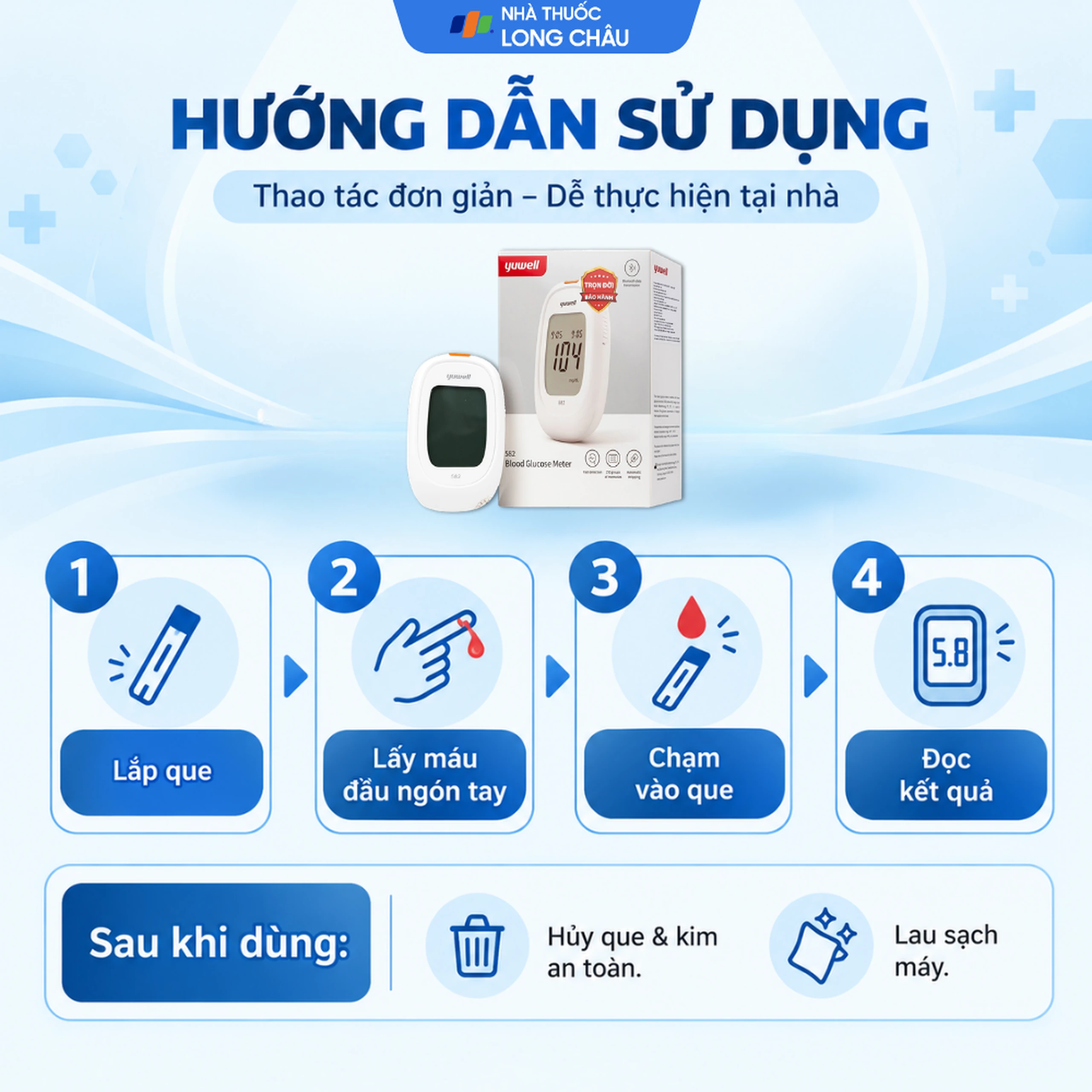 Máy đo đường huyết Yuwell 582 hỗ trợ theo dõi, kiểm soát lượng đường trong máu 5