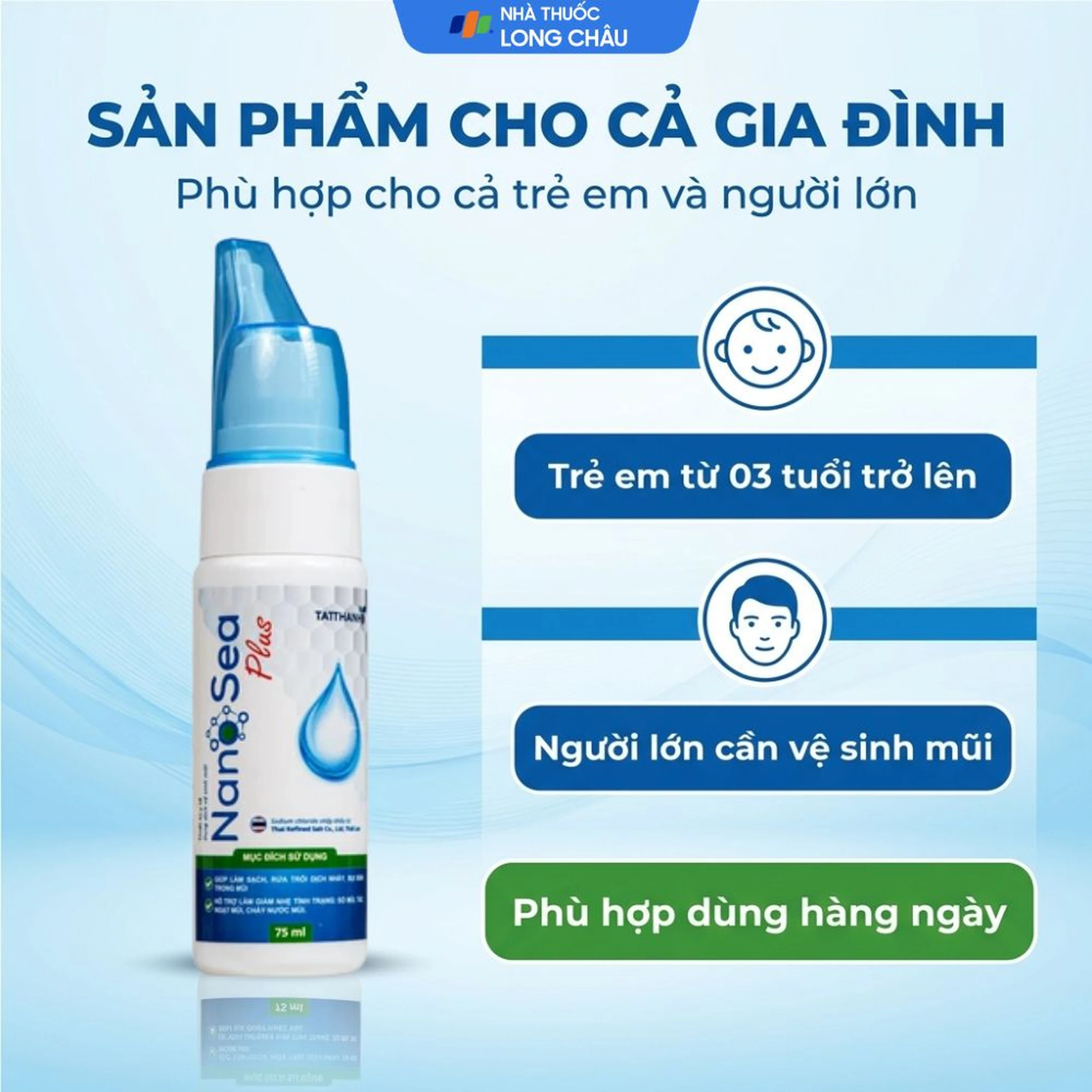 Xịt mũi muối biển Nano Sea Plus người lớn 75ml giúp làm sạch, thông mũi họng 4
