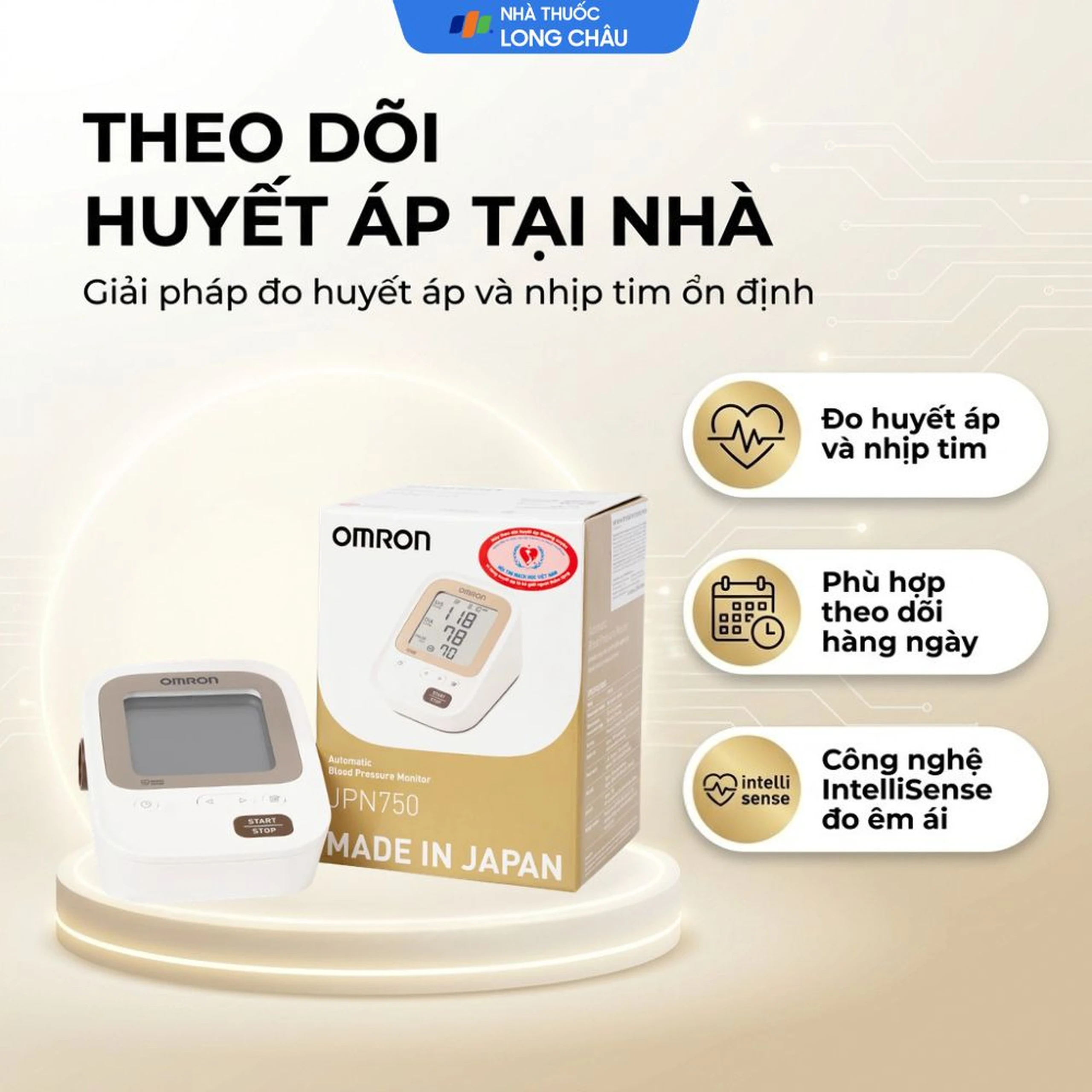 Máy đo huyết áp bắp tay Omron JPN750 hỗ trợ đo huyết áp, nhịp tim 2